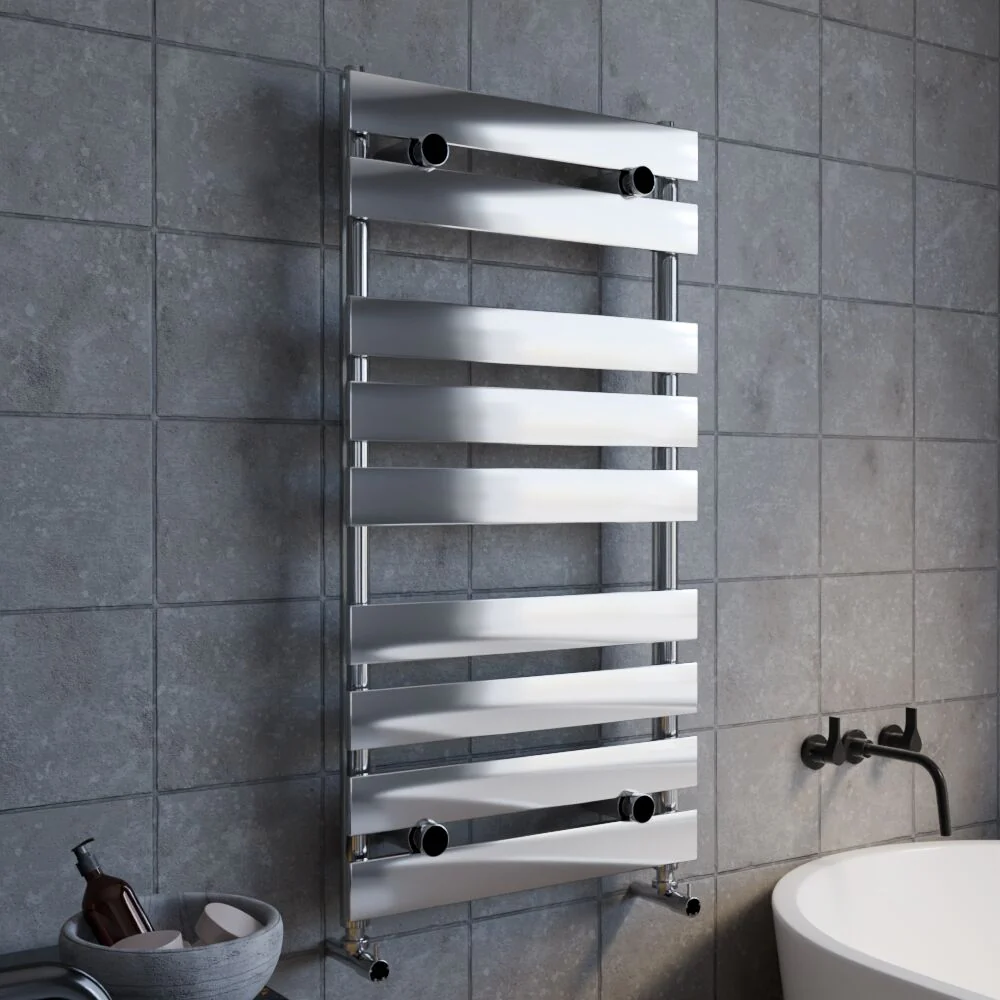 Balterley Contemporary Heated Towel Rail with 9 Flat Panels, 950mm x 500mm - Chrome - Image 4