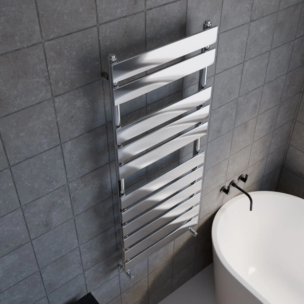 Balterley Contemporary Heated Towel Rail with 11 Flat Panels, 1200mm x 500mm - Chrome - Image 3
