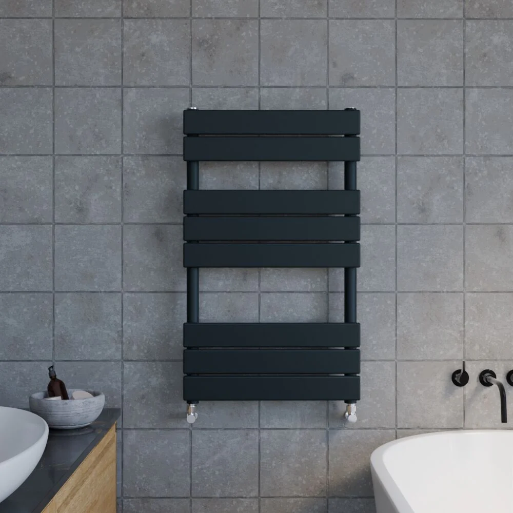 Square Flat Towel Radiator 840mm x 500mm, Anthracite - Image 2
