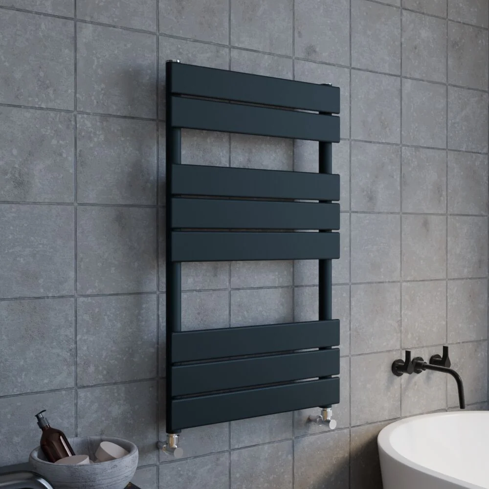 Square Flat Towel Radiator 840mm x 500mm, Anthracite - Image 4