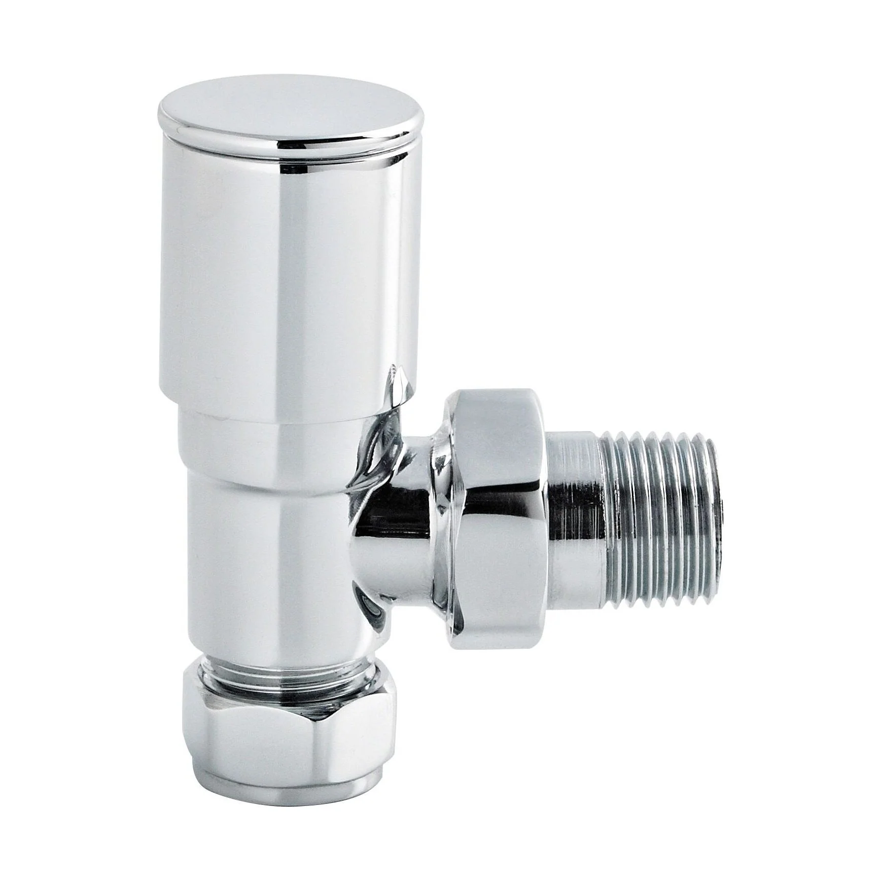 Angled Round Modern Radiator Valves, Sold in Pairs - Chrome