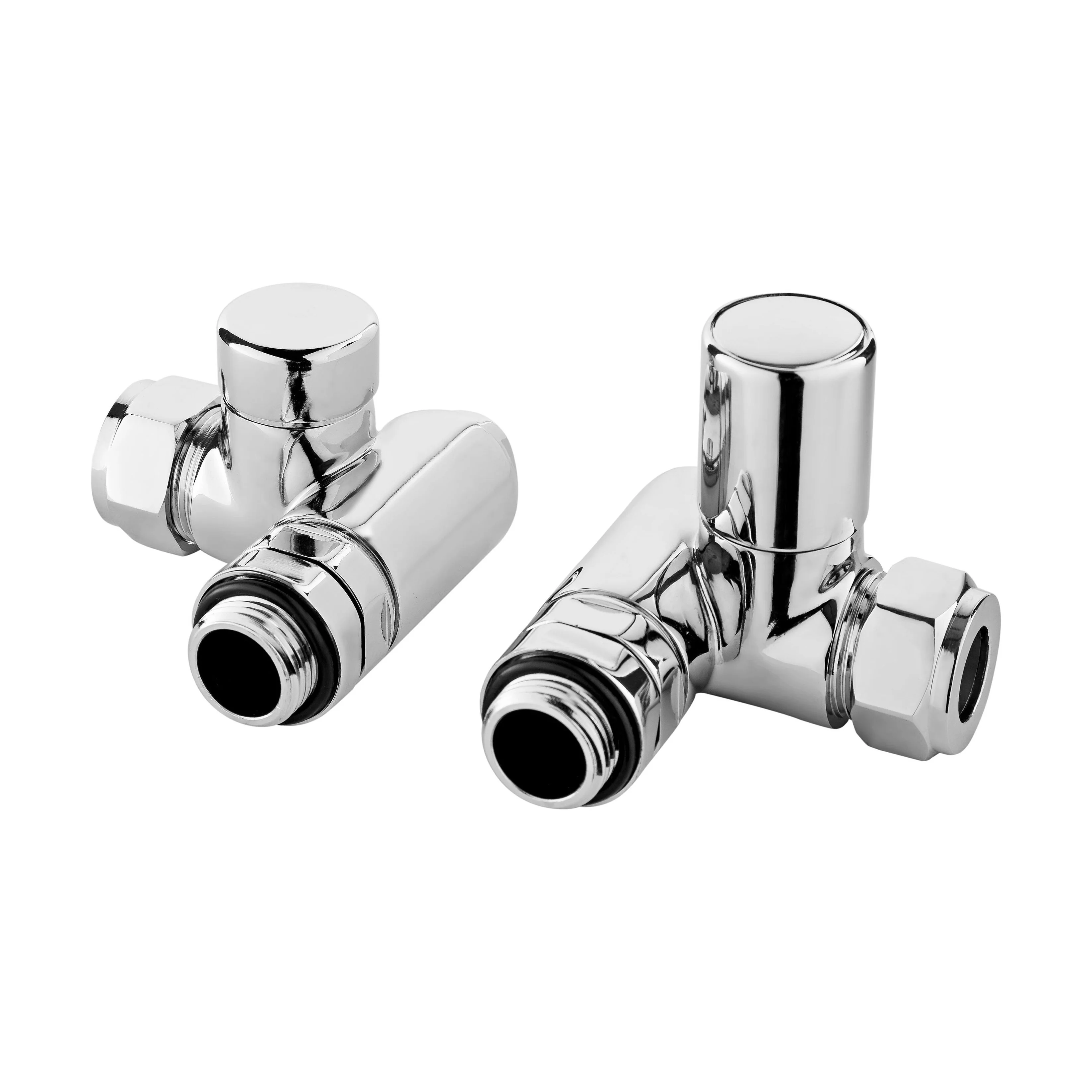 Balterley Contemporary Corner Minimalist Dual Fuel Round Radiator Valves (Pairs) - Chrome