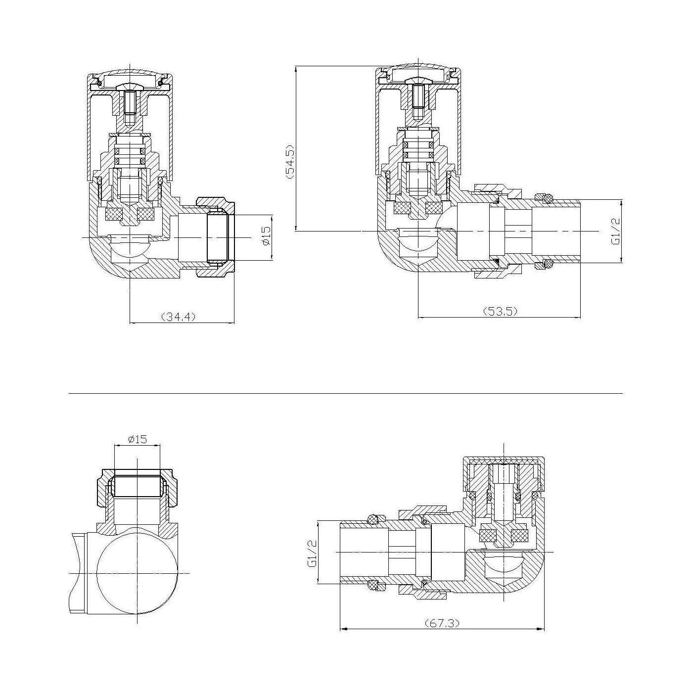 Balterley Contemporary Corner Minimalist Dual Fuel Round Radiator Valves (Pairs) - Chrome - Image 2