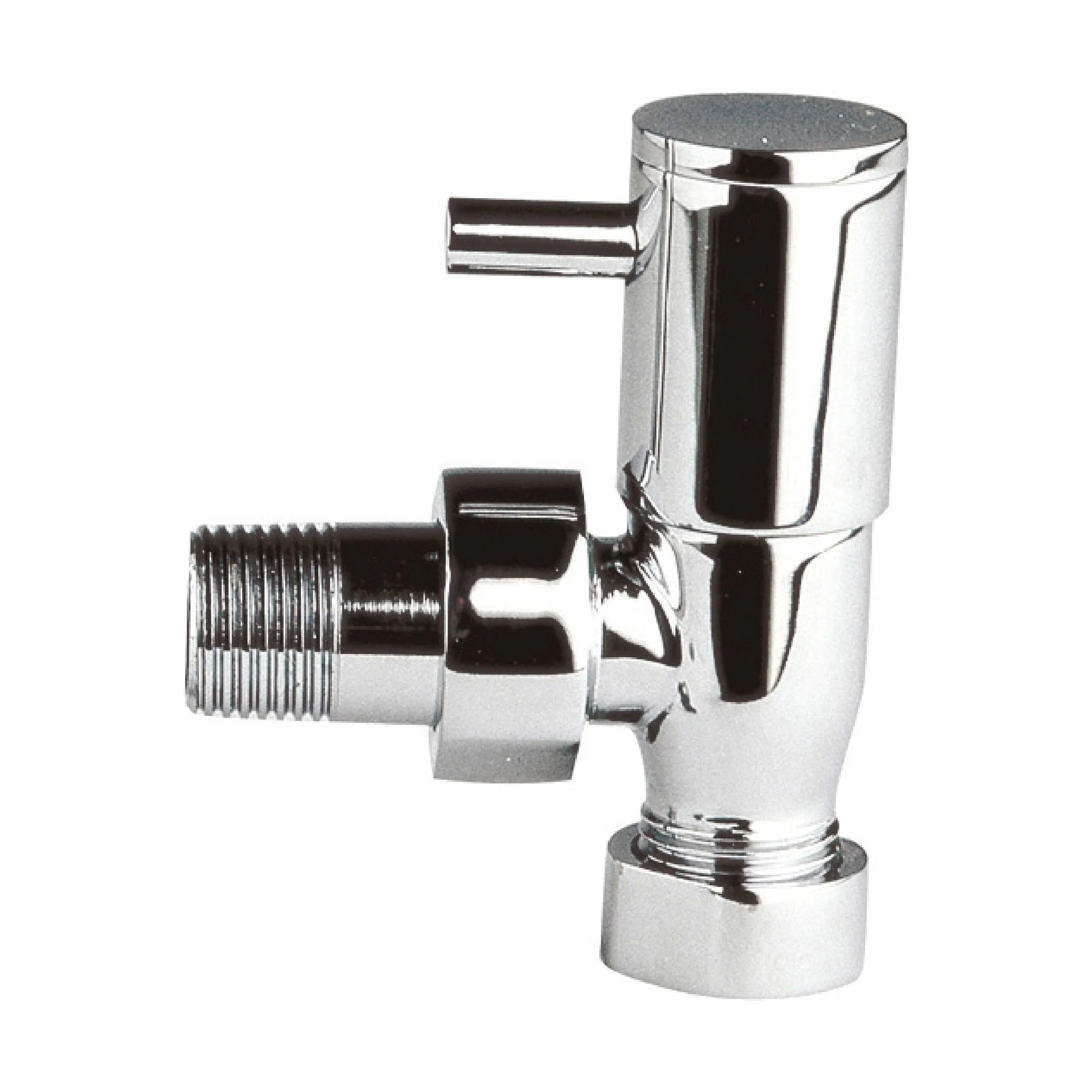 Balterley Contemporary Angled Round Radiator Valves with Decorative Pipes - Chrome