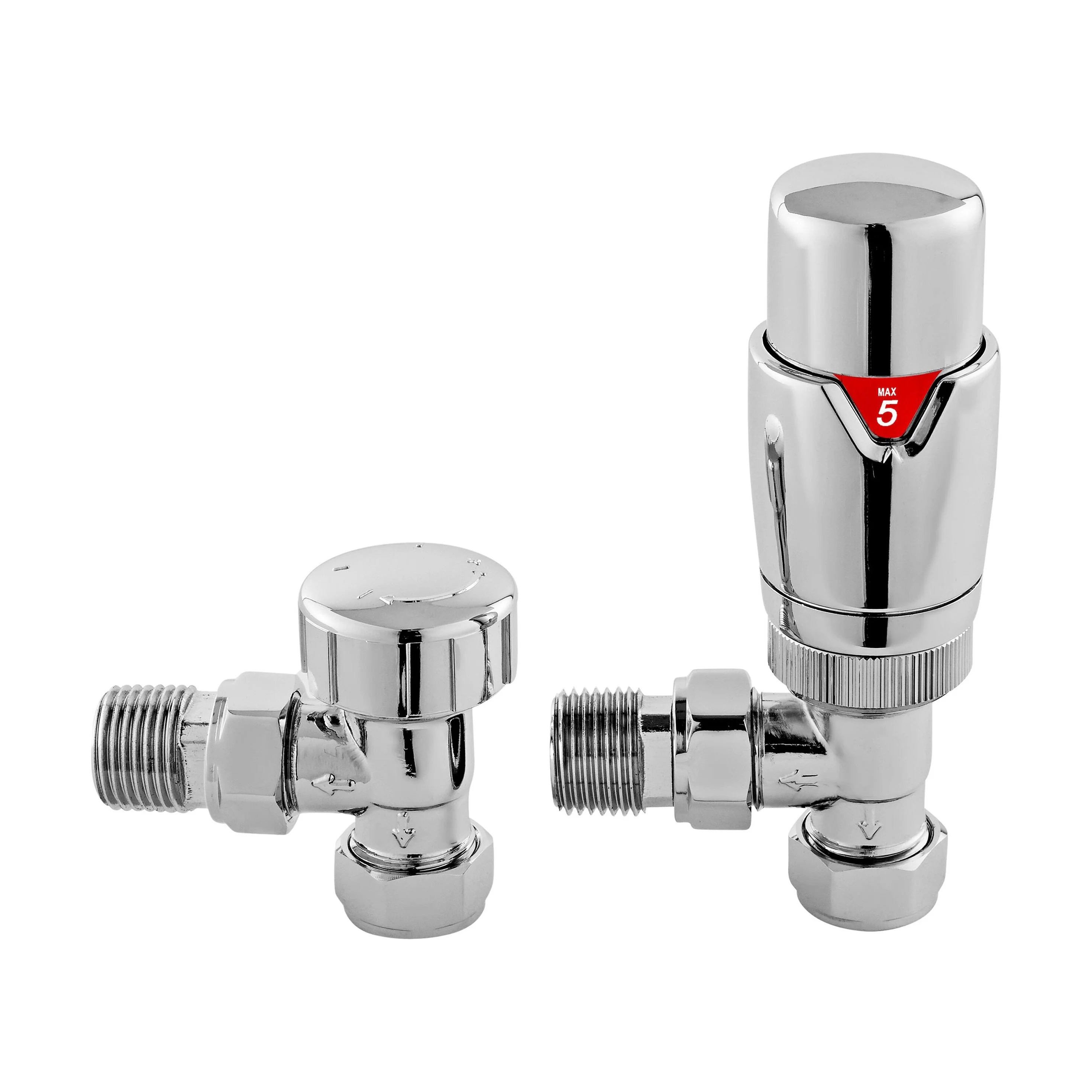 Balterley Contemporary Luxury Angled Thermostatic Radiator Valves (Pairs) - Chrome