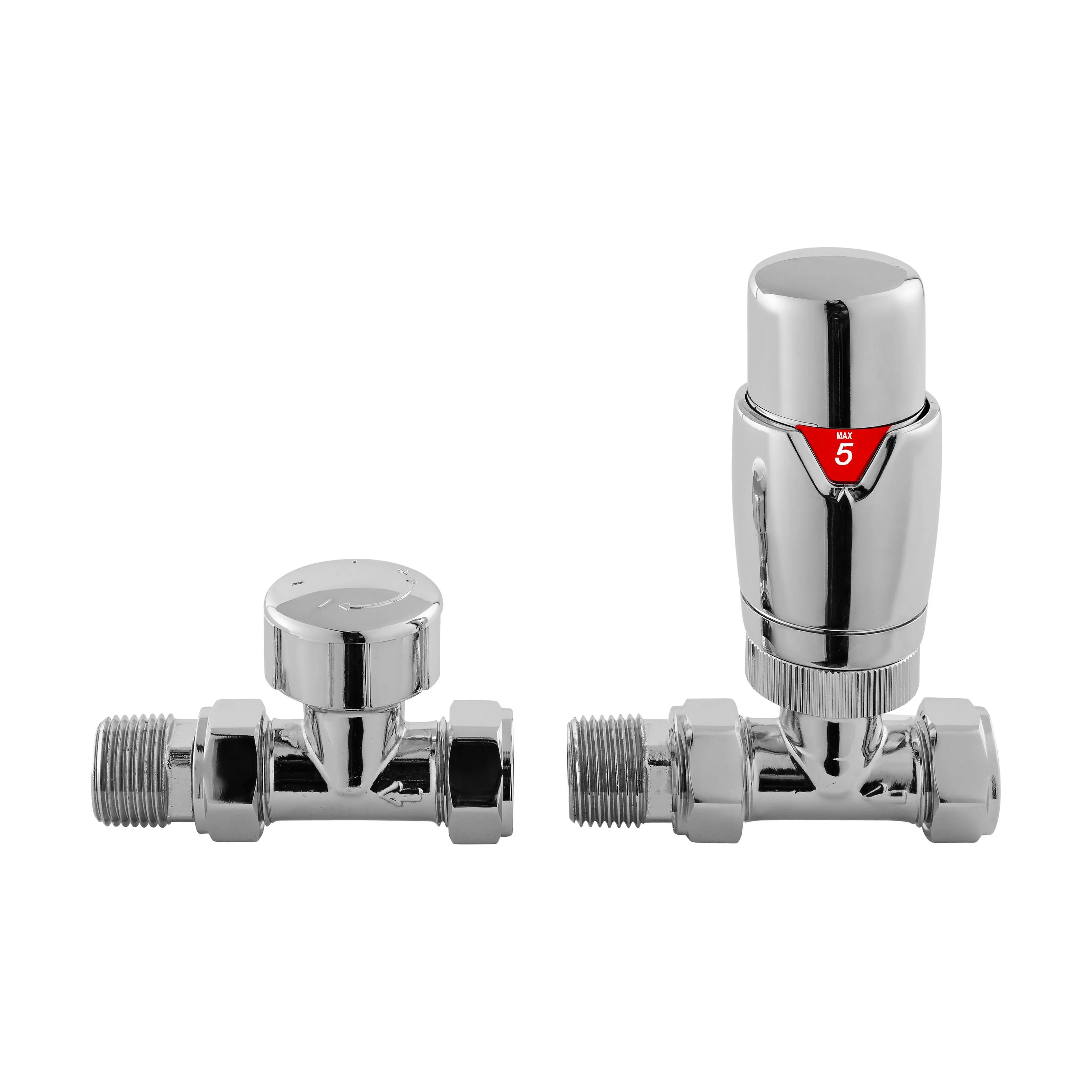 Balterley Lucia Contemporary Luxury Straight Thermostatic Radiator Valves (Pairs) - Chrome