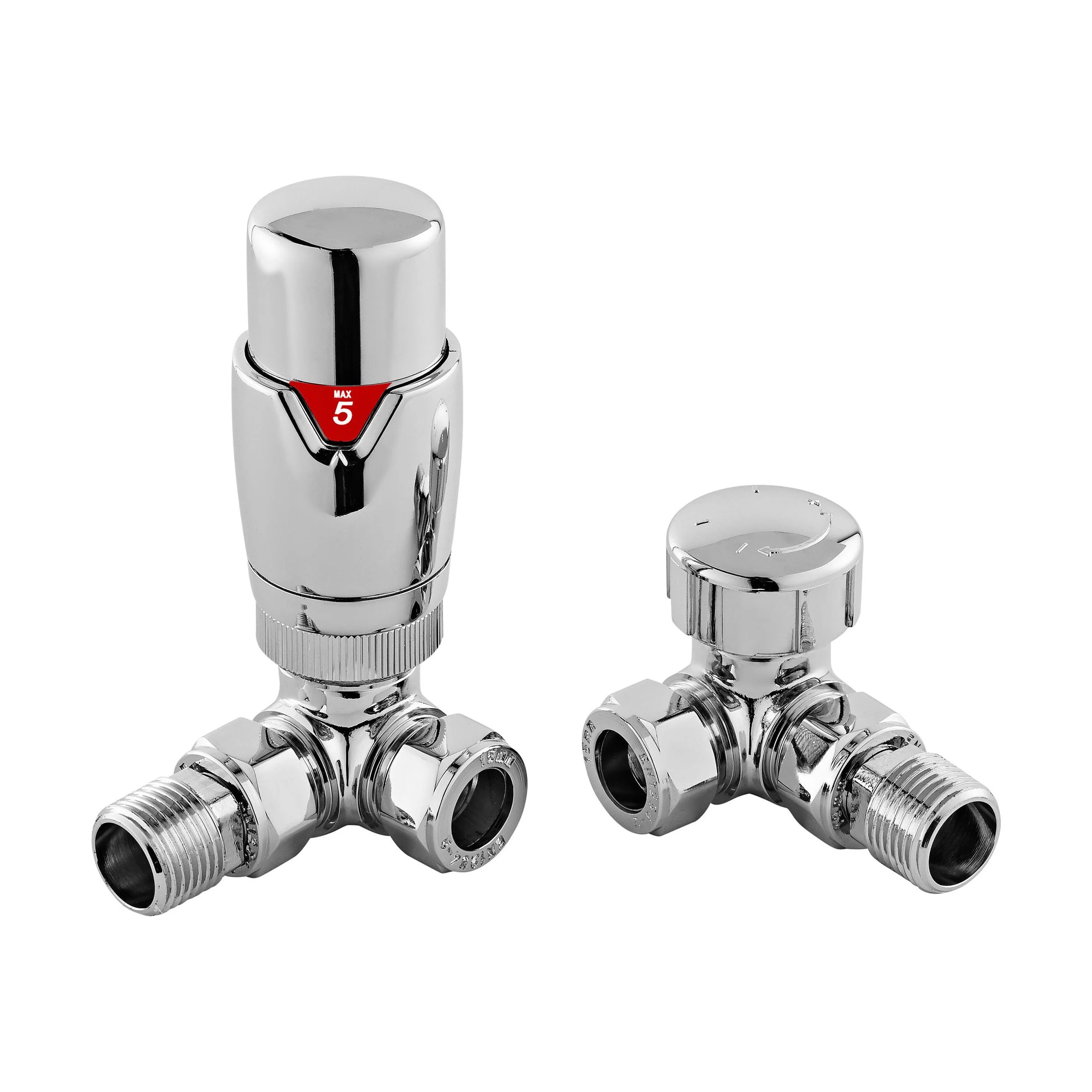 Balterley Contemporary Luxury Corner Thermostatic Radiator Valves (Pairs) - Chrome