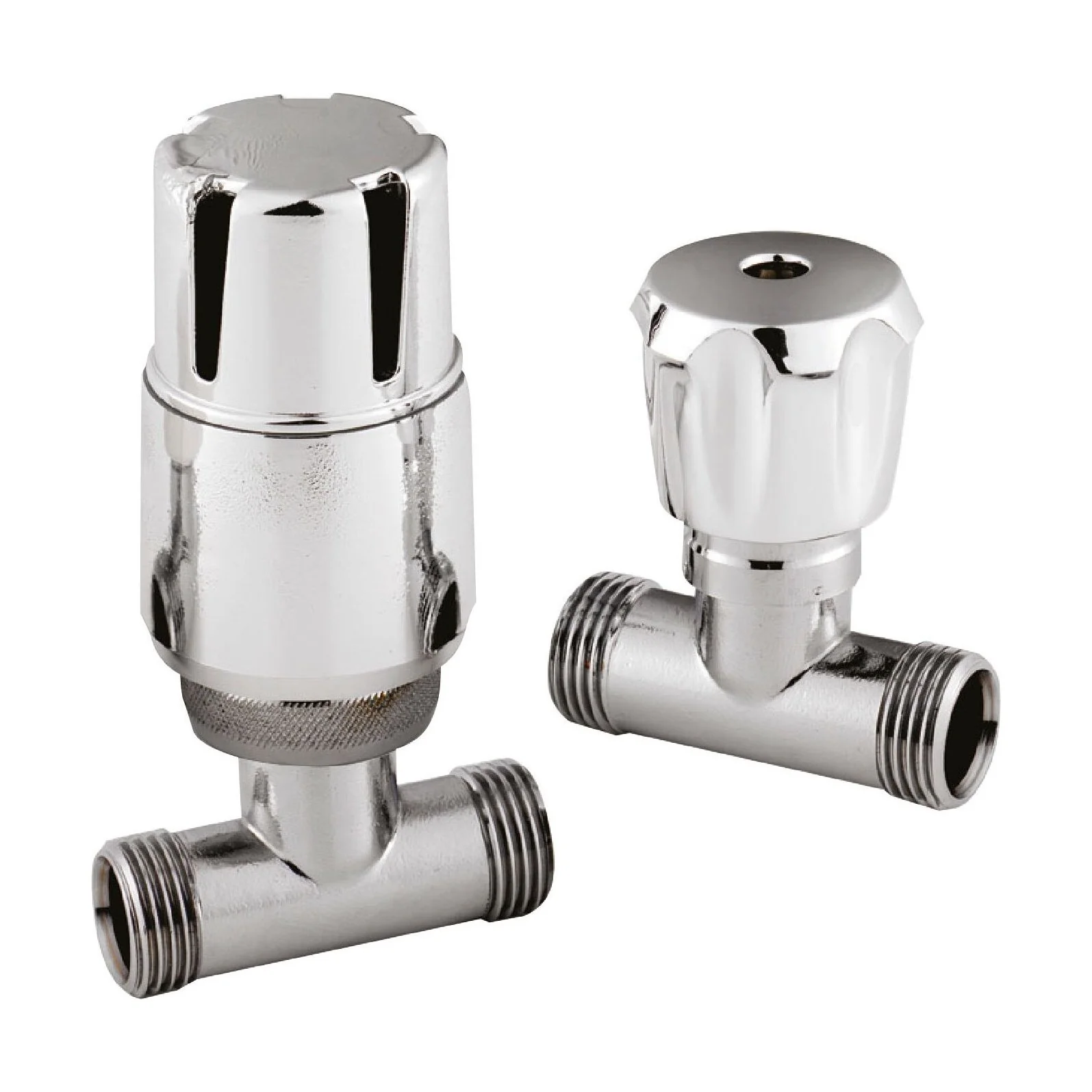 Balterley Contemporary Straight Thermostatic Radiator Valves (Pairs) - Chrome