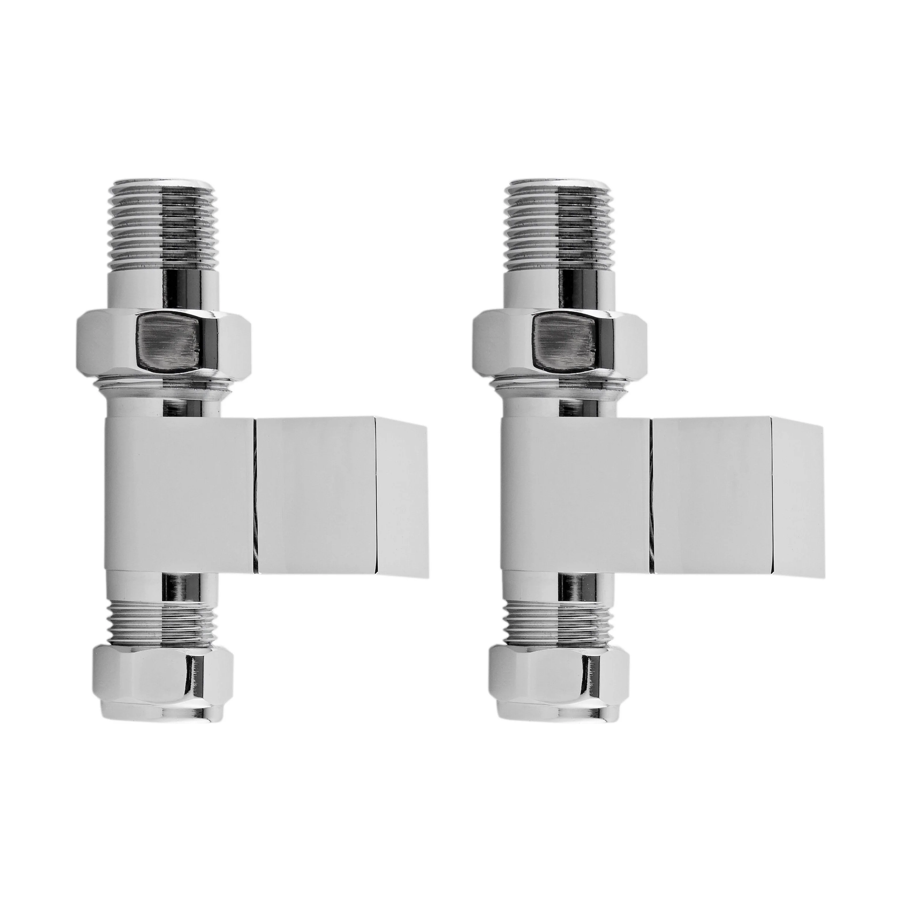 Balterley Contemporary Straight Square Radiator Valves (Pairs) - Chrome