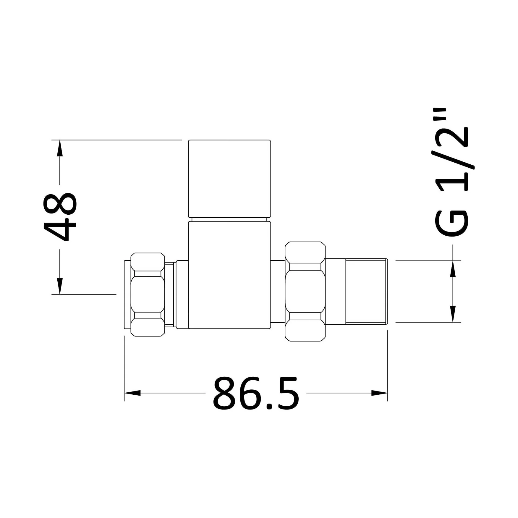 Balterley Contemporary Straight Square Radiator Valves (Pairs) - Chrome - Image 2