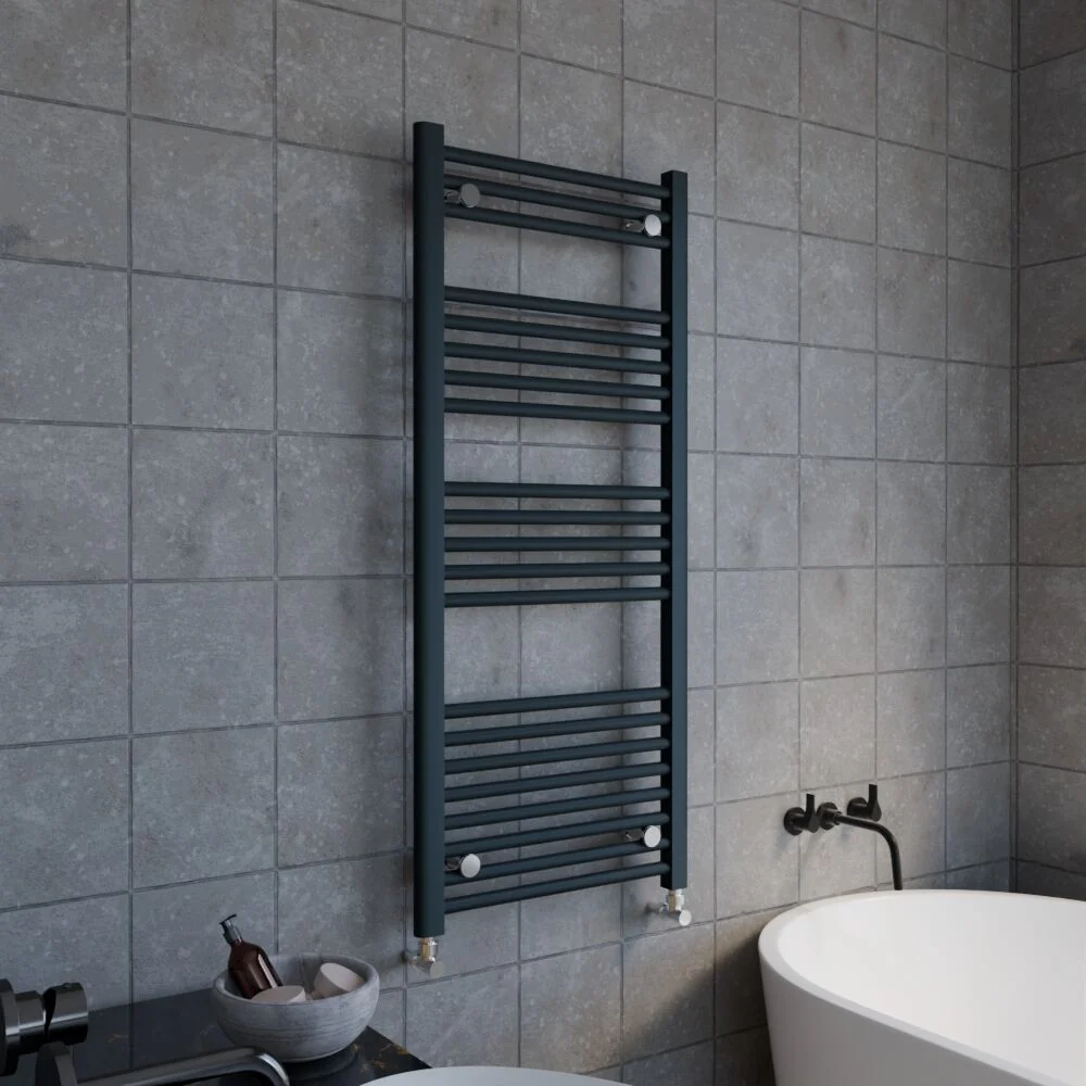 Balterley Contemporary Heated Vertical Towel Rail with Straight Rails, 1672 BTU, 1150mm x 500mm Bathroom Radiator - Anthracite - Image 4