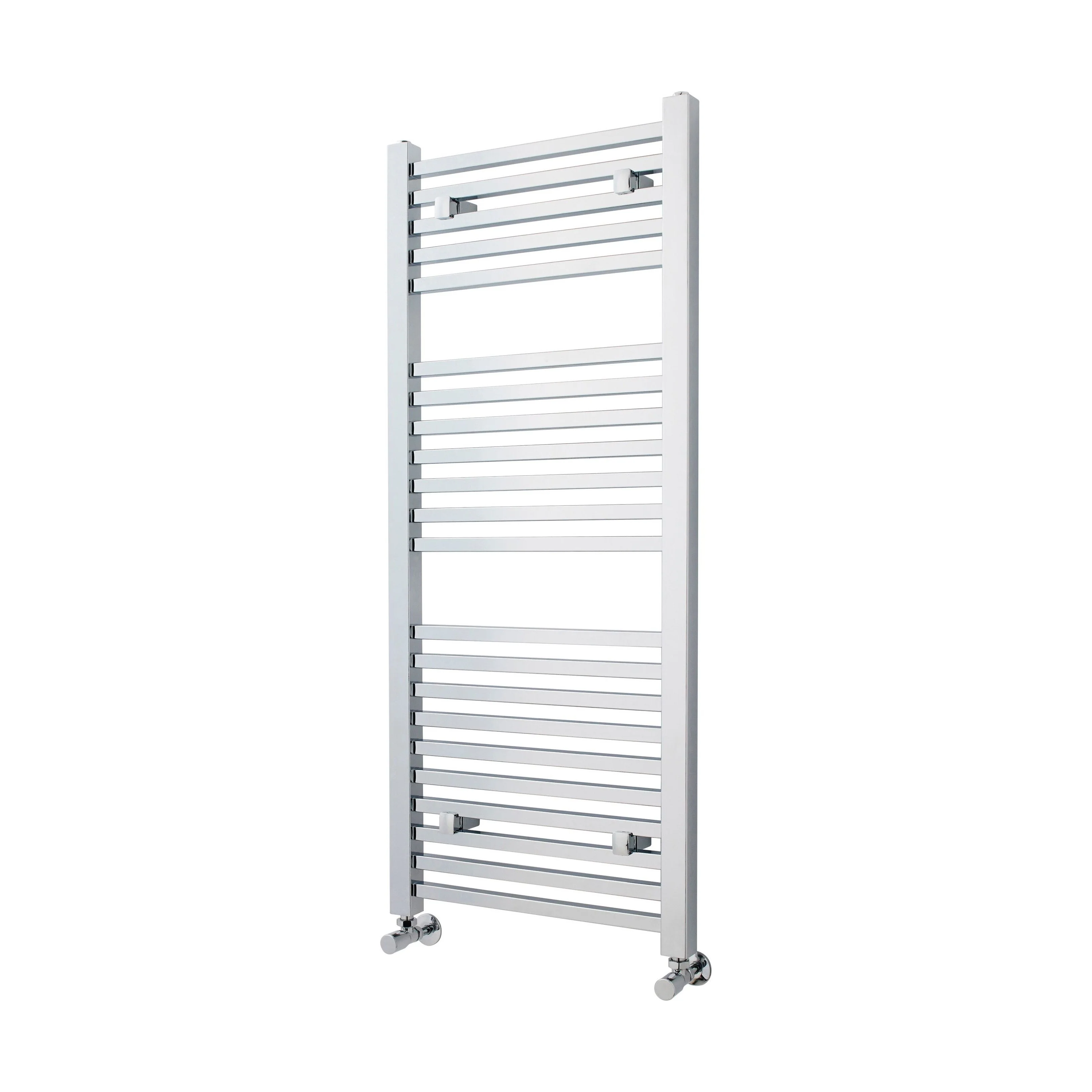 Balterley Contemporary Heated Vertical Towel Ladder Rail with Square Rails, 1167 BTU, 1200mm x 500mm Bathroom Radiator - Chrome