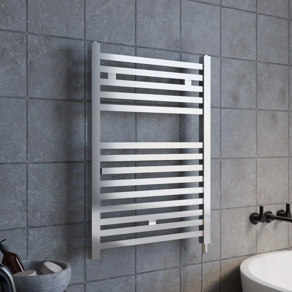 Electric Vertical Square Towel Rail with 14 Rails - 690mm x 500mm - 200 Watt - Chrome - Image 4