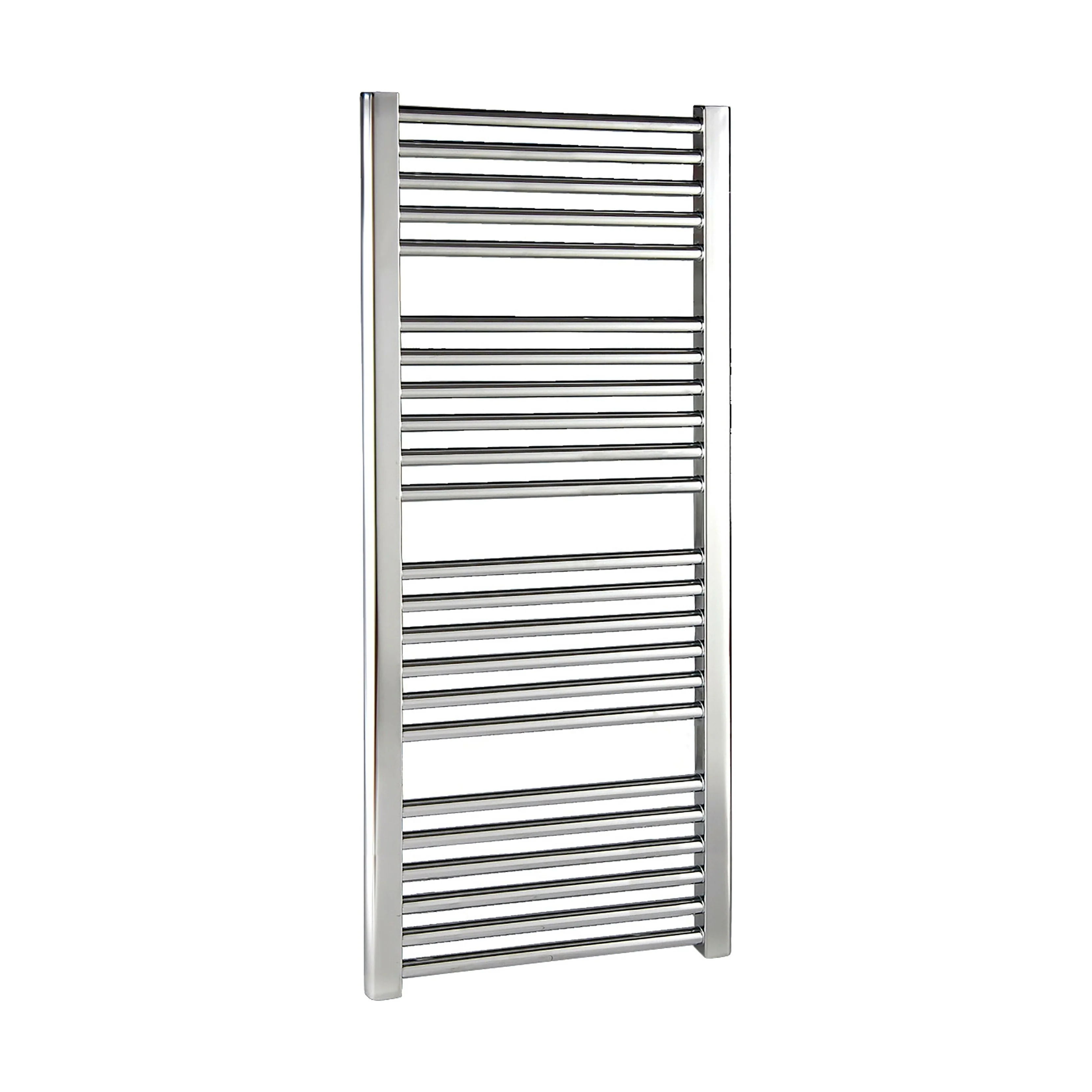 Heated Vertical Towel Rail with Straight Rails - 1096 BTU - 1100mm x 500mm - Chrome