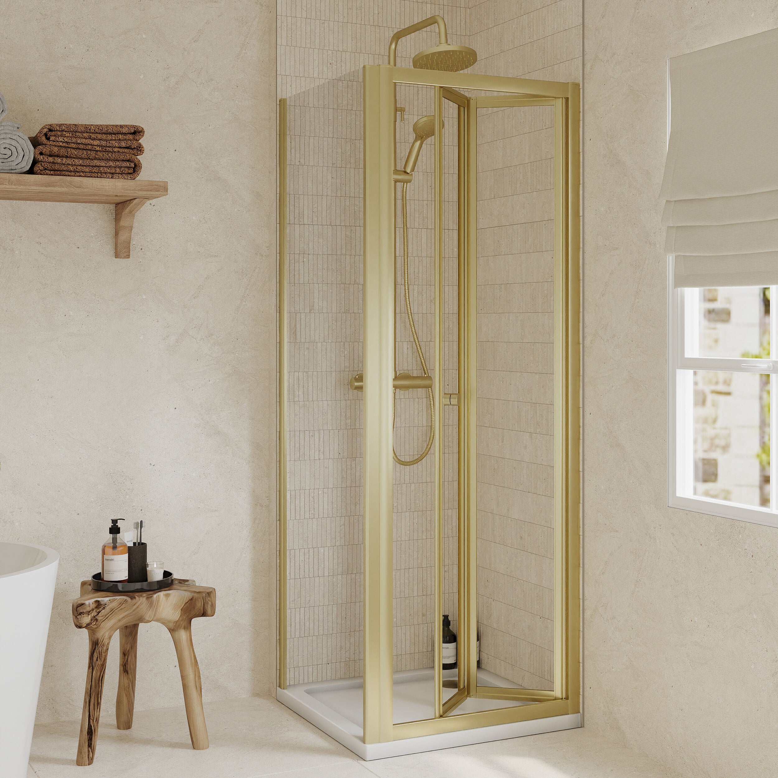 Almington Bi-Fold Shower Door, Side Panel and Shower Tray - Choice of Size and Finish - Image 15