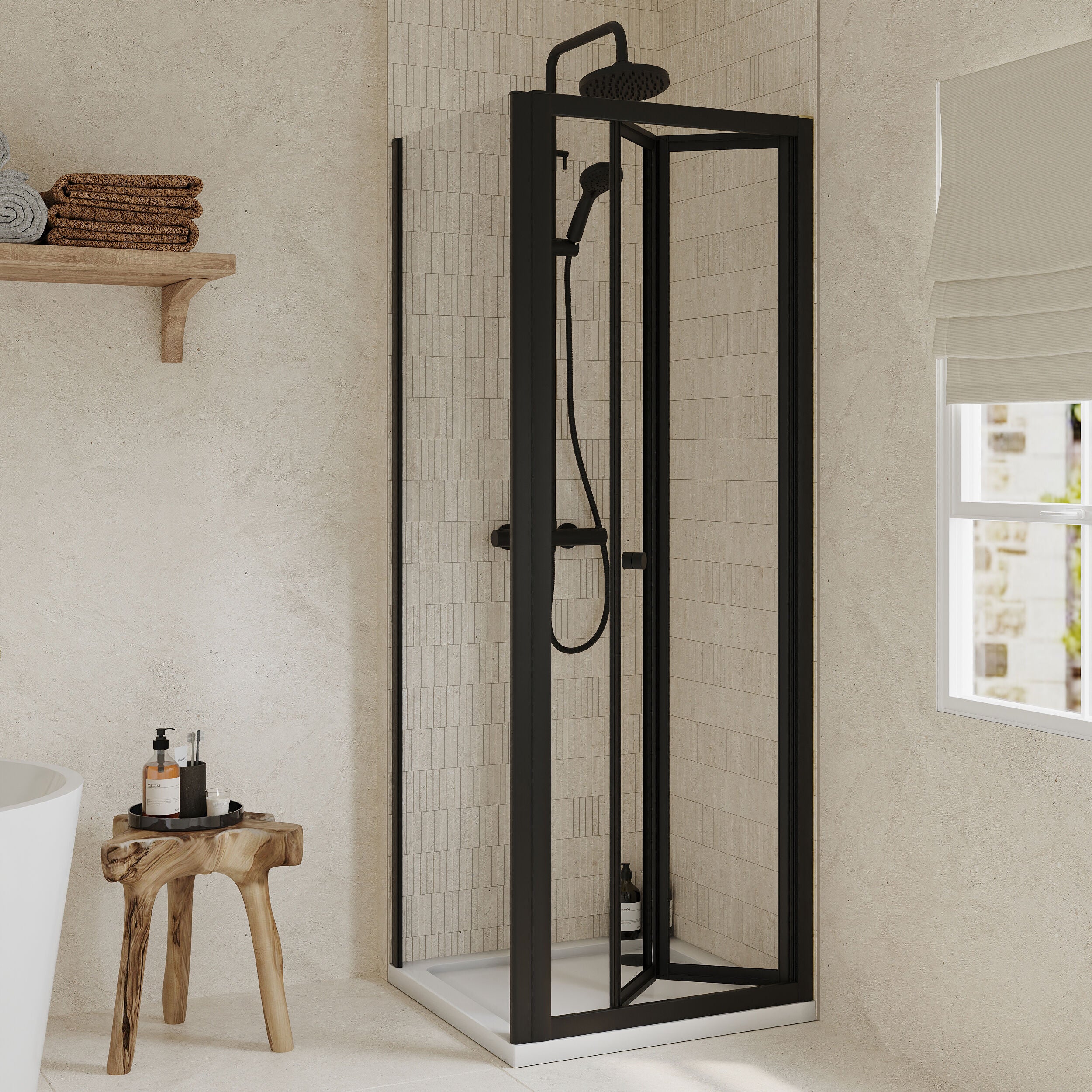 Almington Bi-Fold Shower Door, Side Panel and Shower Tray - Choice of Size and Finish - Image 17