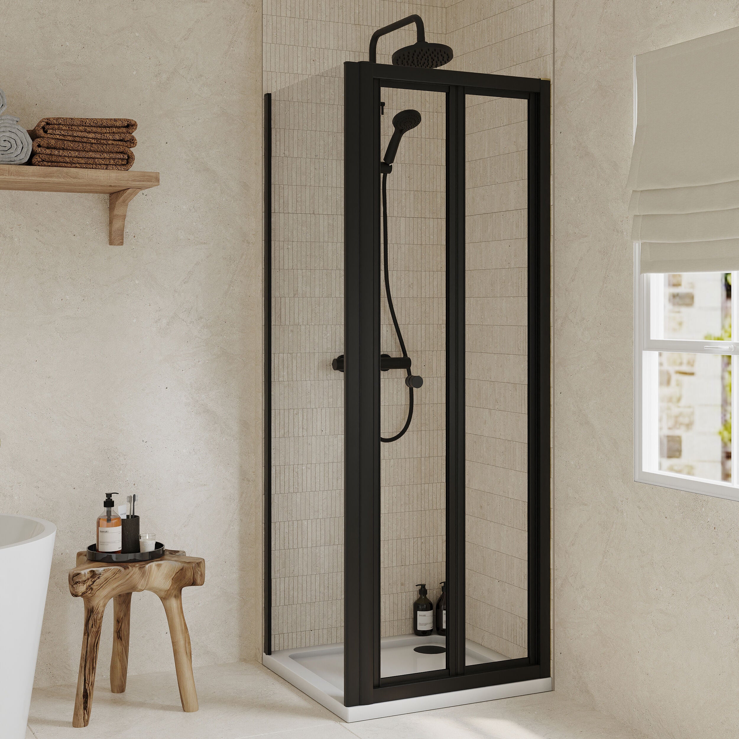 Almington Bi-Fold Shower Door, Side Panel and Shower Tray - Choice of Size and Finish - Image 18
