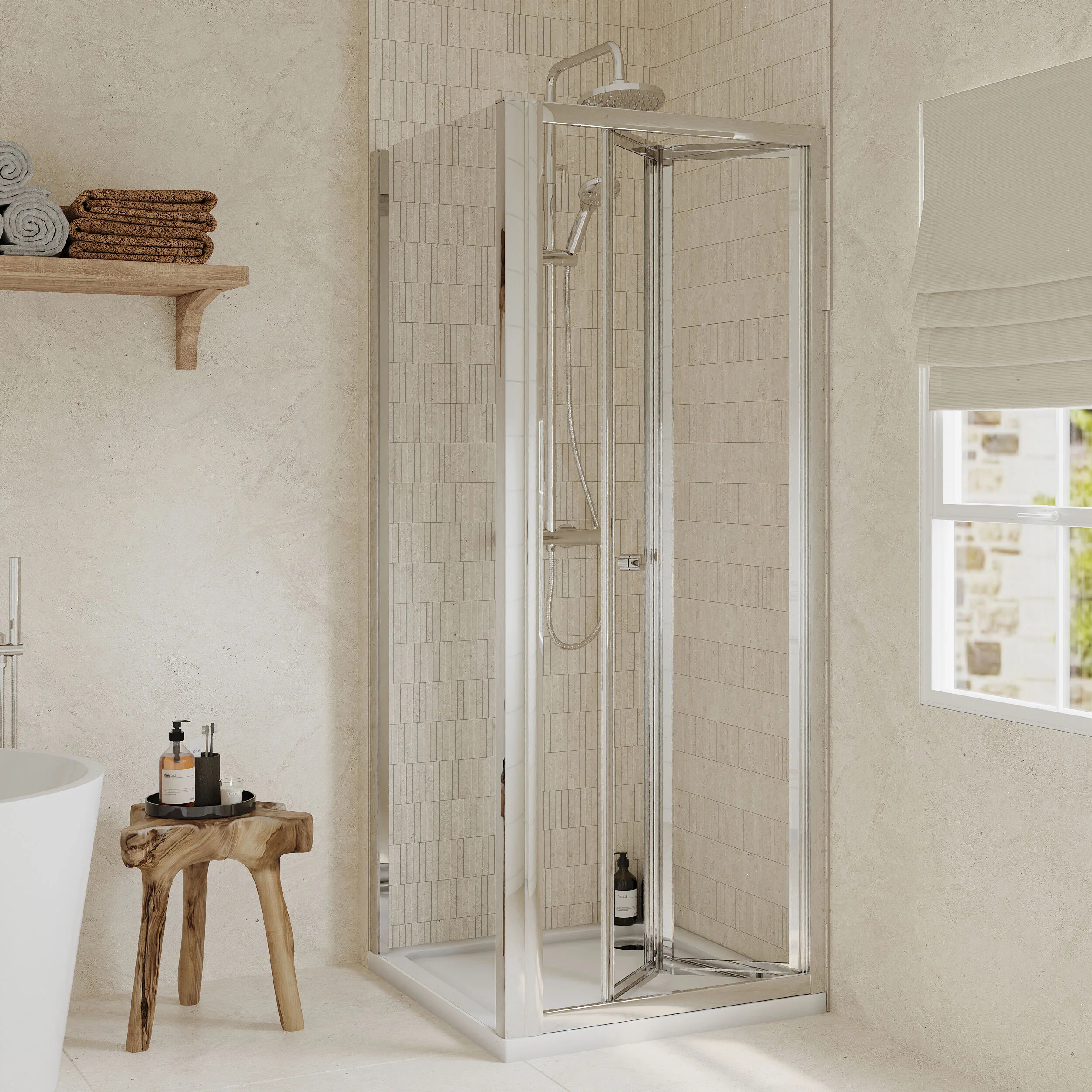 Almington Bi-Fold Shower Door, Side Panel and Shower Tray - Choice of Size and Finish - Image 19