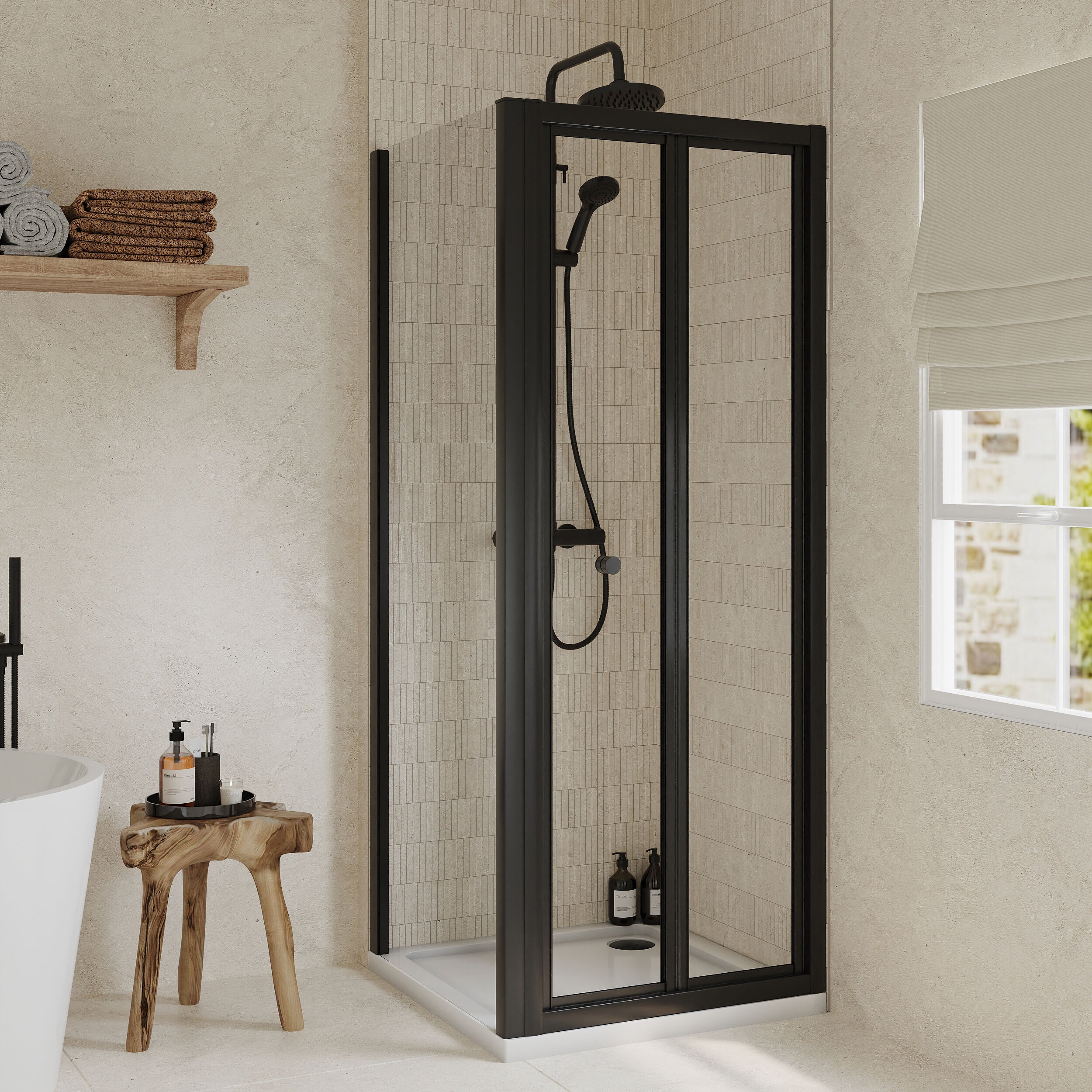 Almington Bi-Fold Shower Door, Side Panel and Shower Tray - Choice of Size and Finish - Image 24