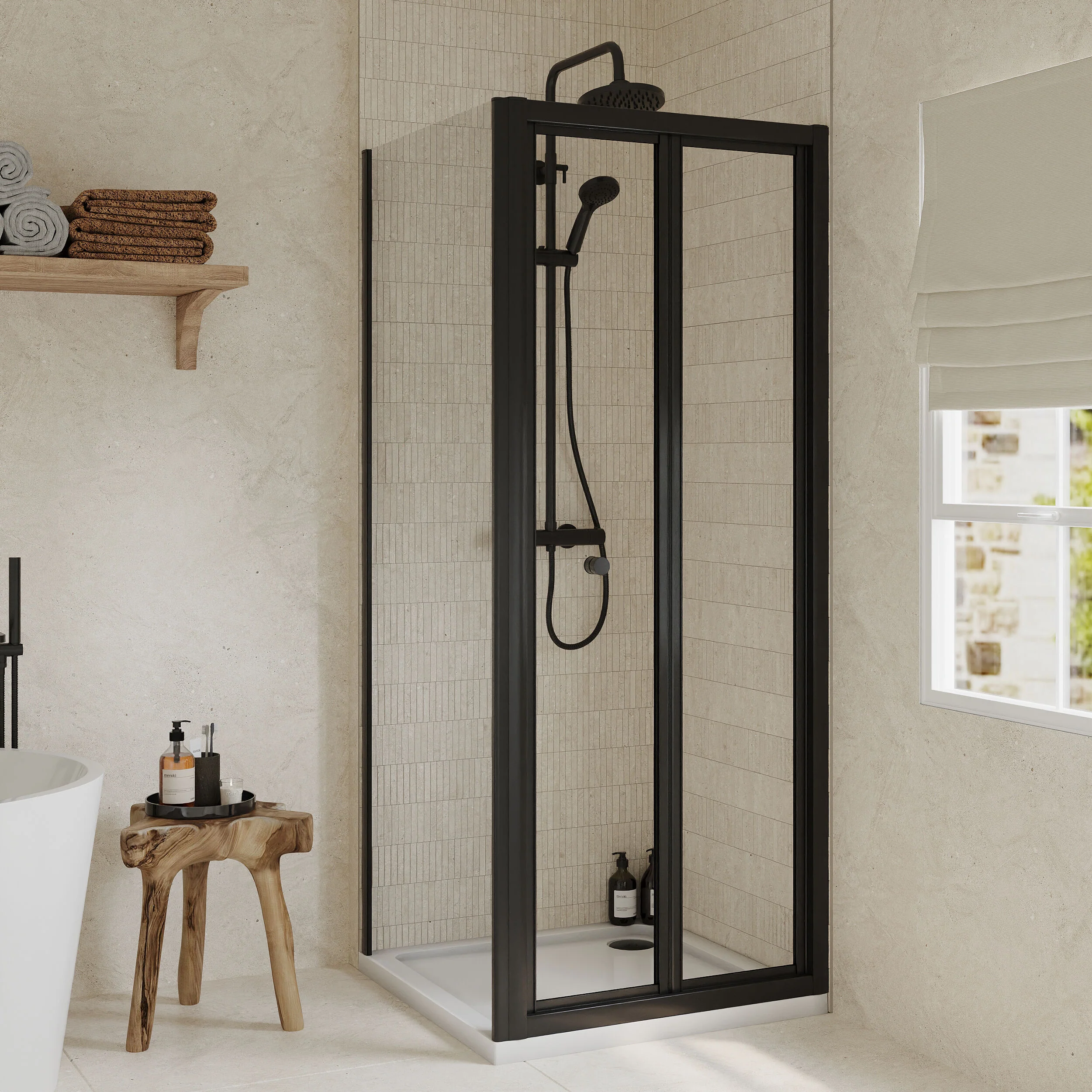 Almington Bi-Fold Shower Door, Side Panel and Shower Tray - Choice of Size and Finish - Image 30