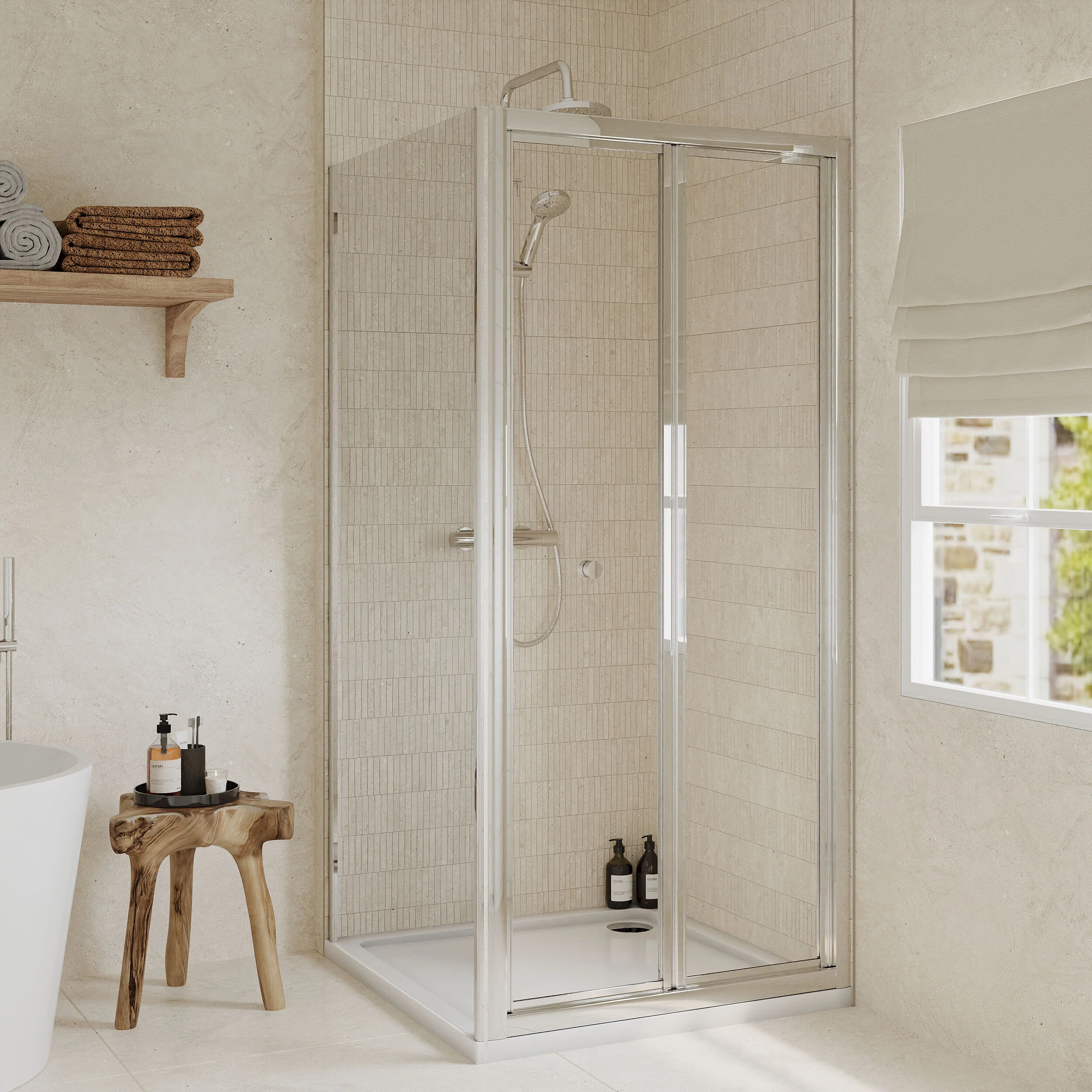 Almington Bi-Fold Shower Door, Side Panel and Shower Tray - Choice of Size and Finish - Image 32