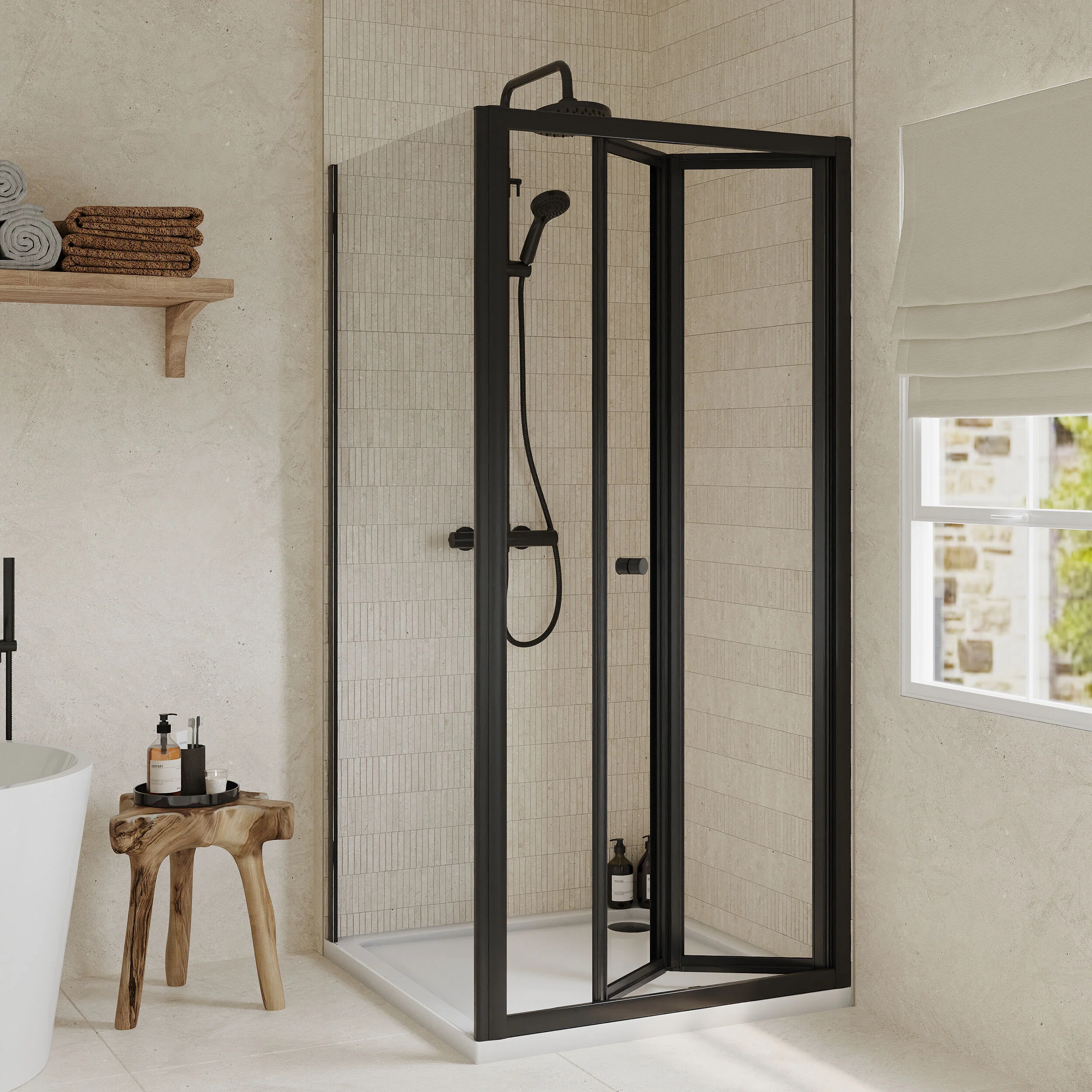 Almington Bi-Fold Shower Door, Side Panel and Shower Tray - Choice of Size and Finish - Image 35