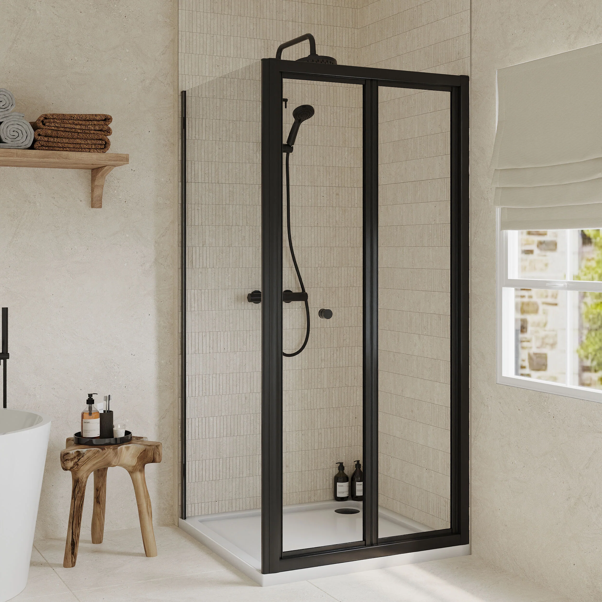 Almington Bi-Fold Shower Door, Side Panel and Shower Tray - Choice of Size and Finish - Image 36