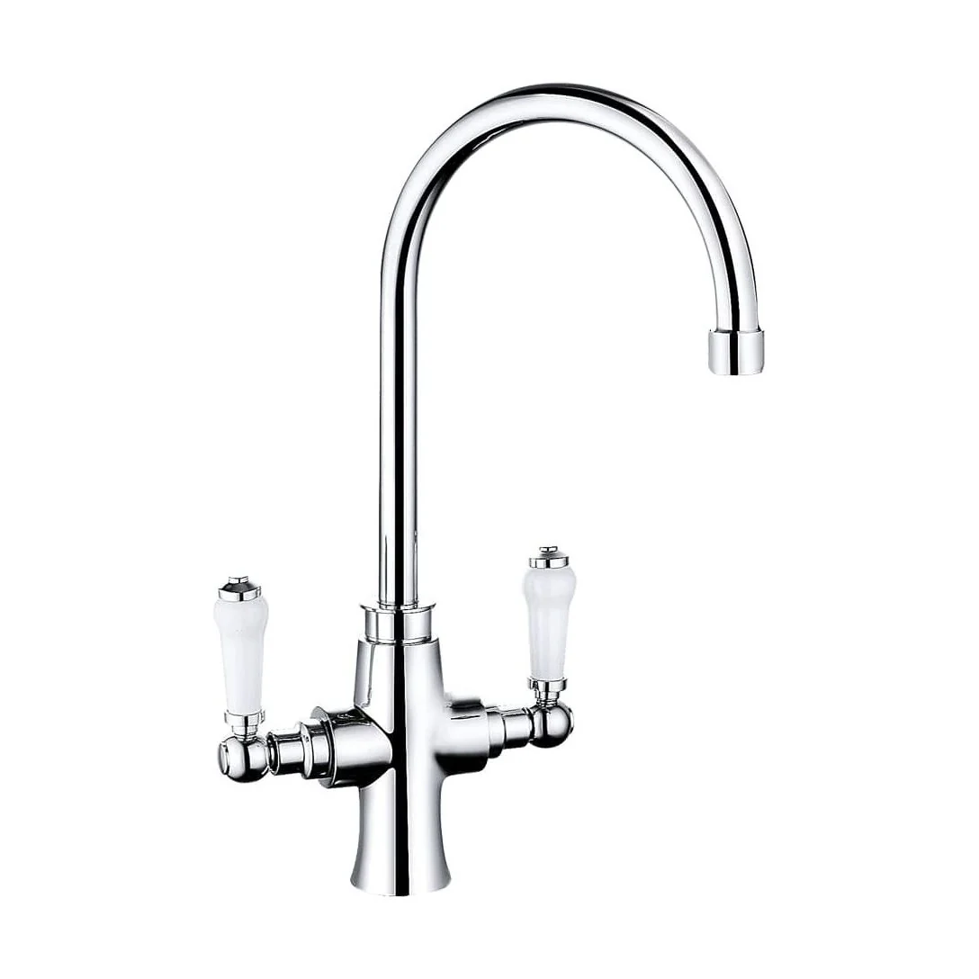 Traditional Dual Handle Kitchen Mixer Tap - Chrome