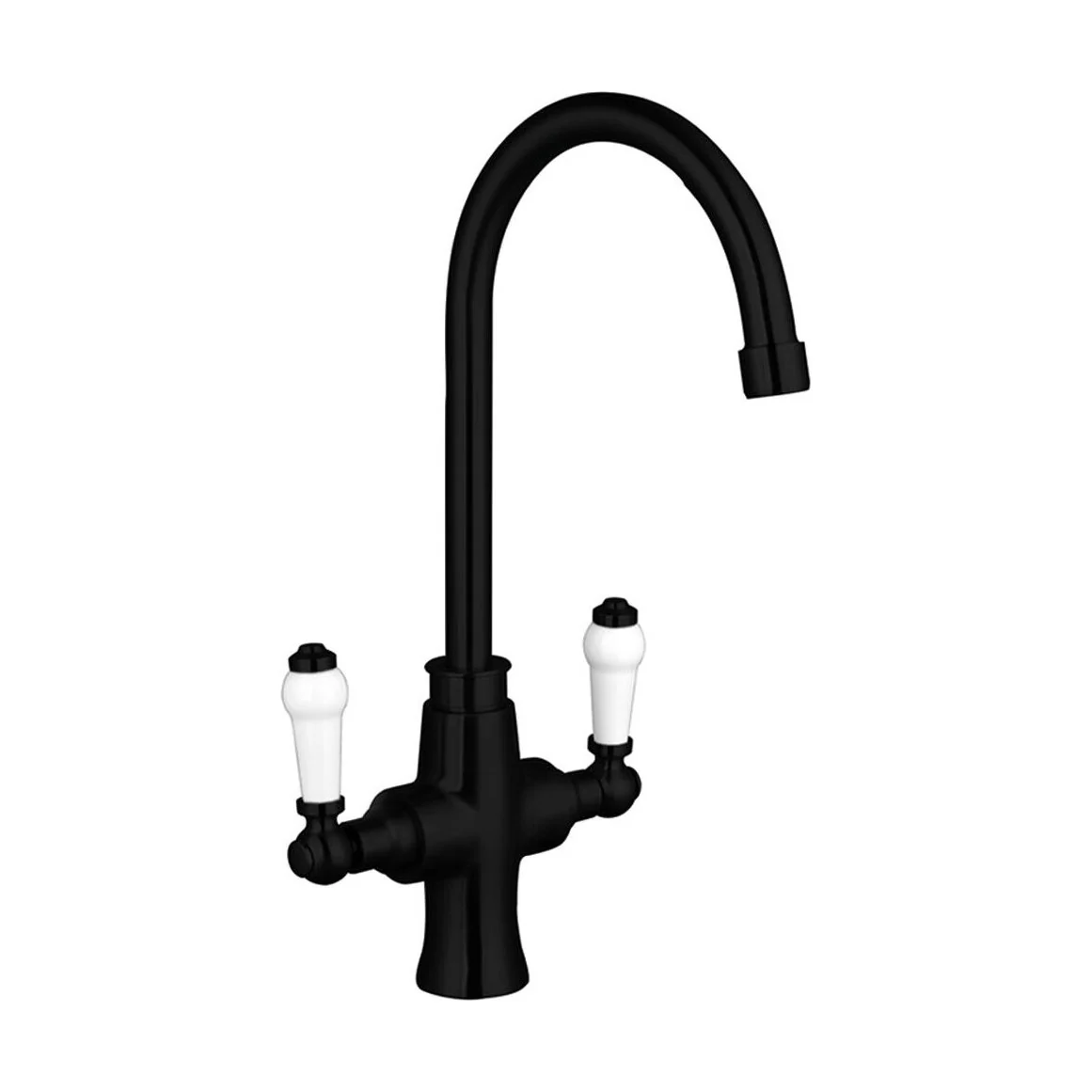 Traditional Dual Handle Kitchen Mixer Tap - Black