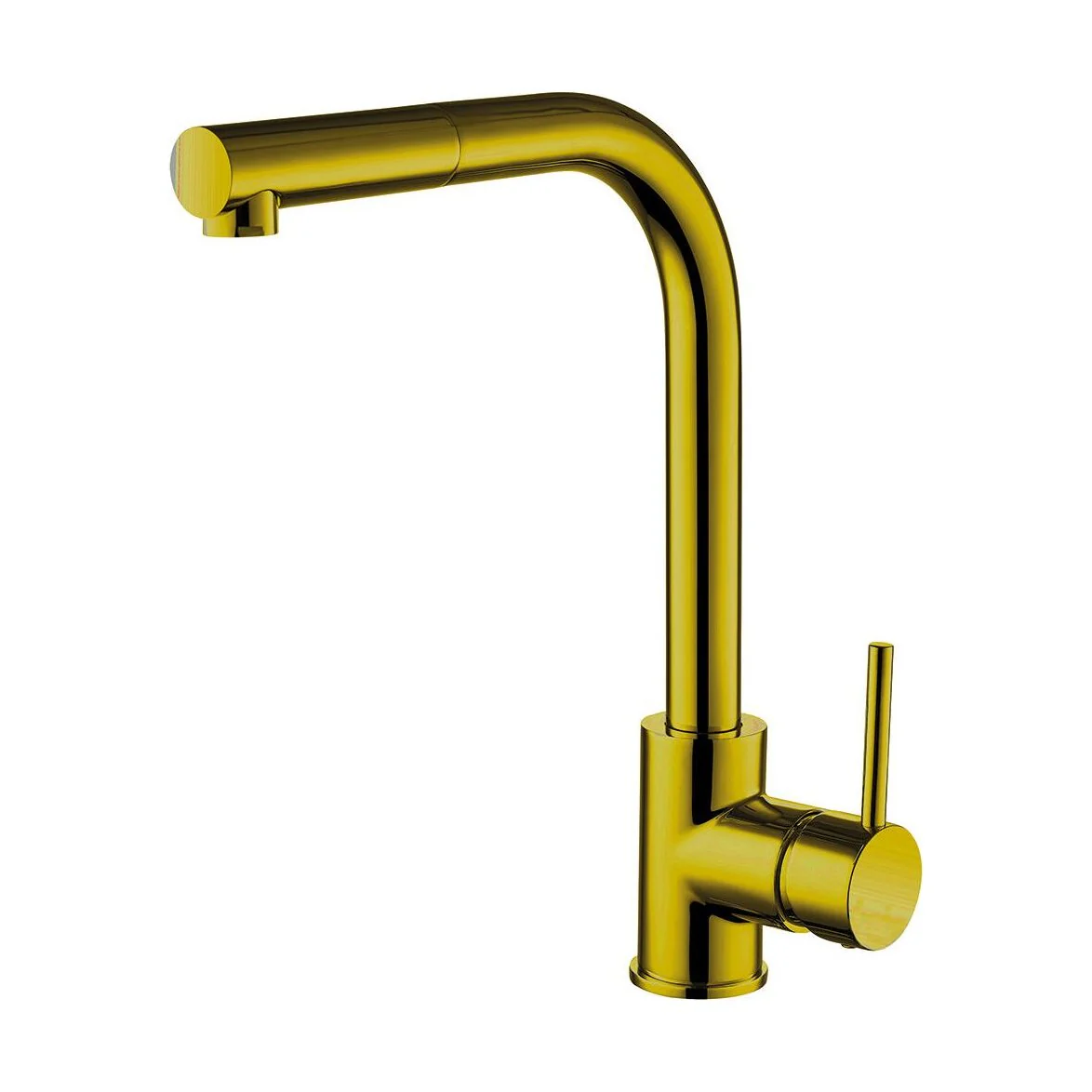 Contemporary Pull Out Single Lever Kitchen Mixer Tap - Brushed Gold