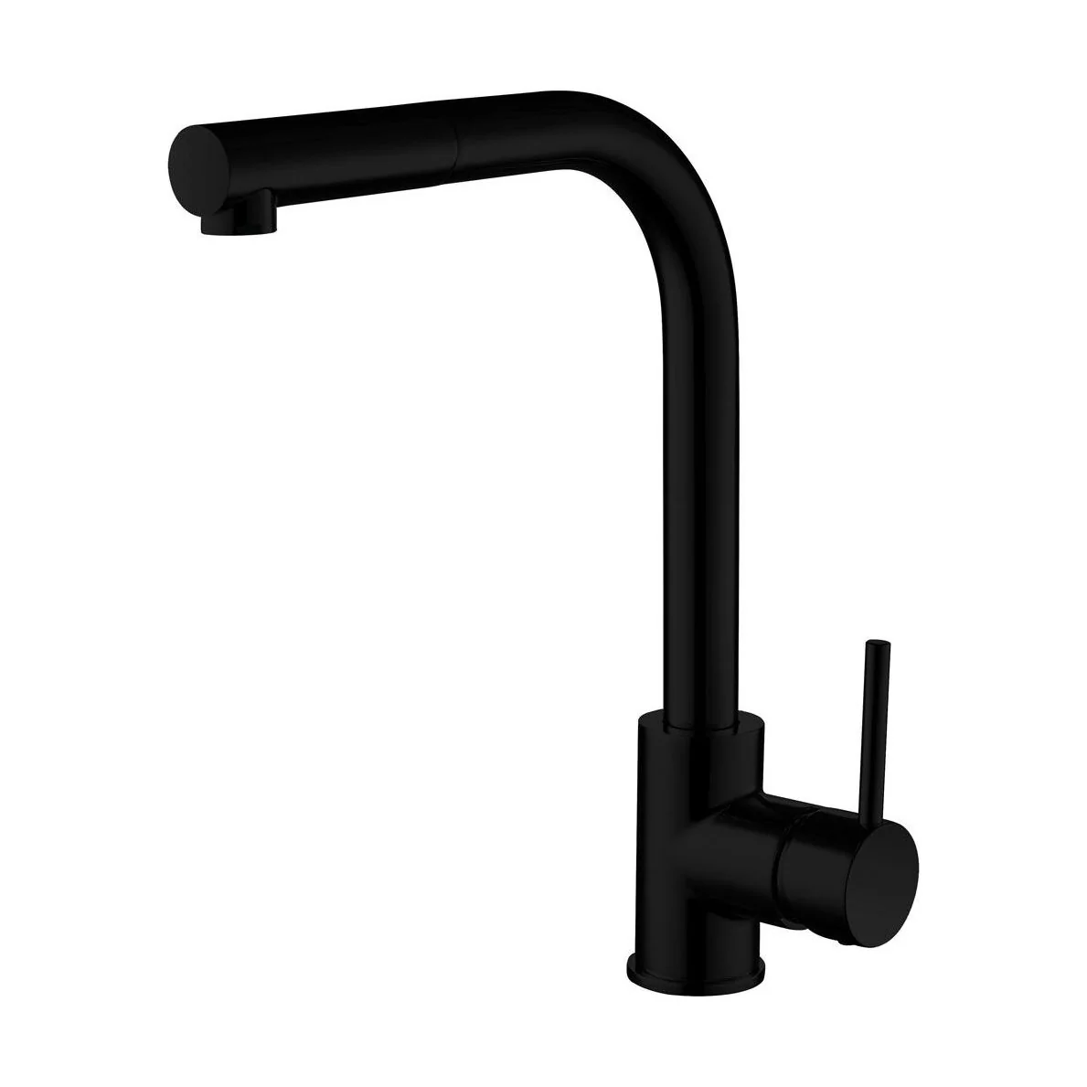 Contemporary Pull Out Single Lever Kitchen Mixer Tap - Black