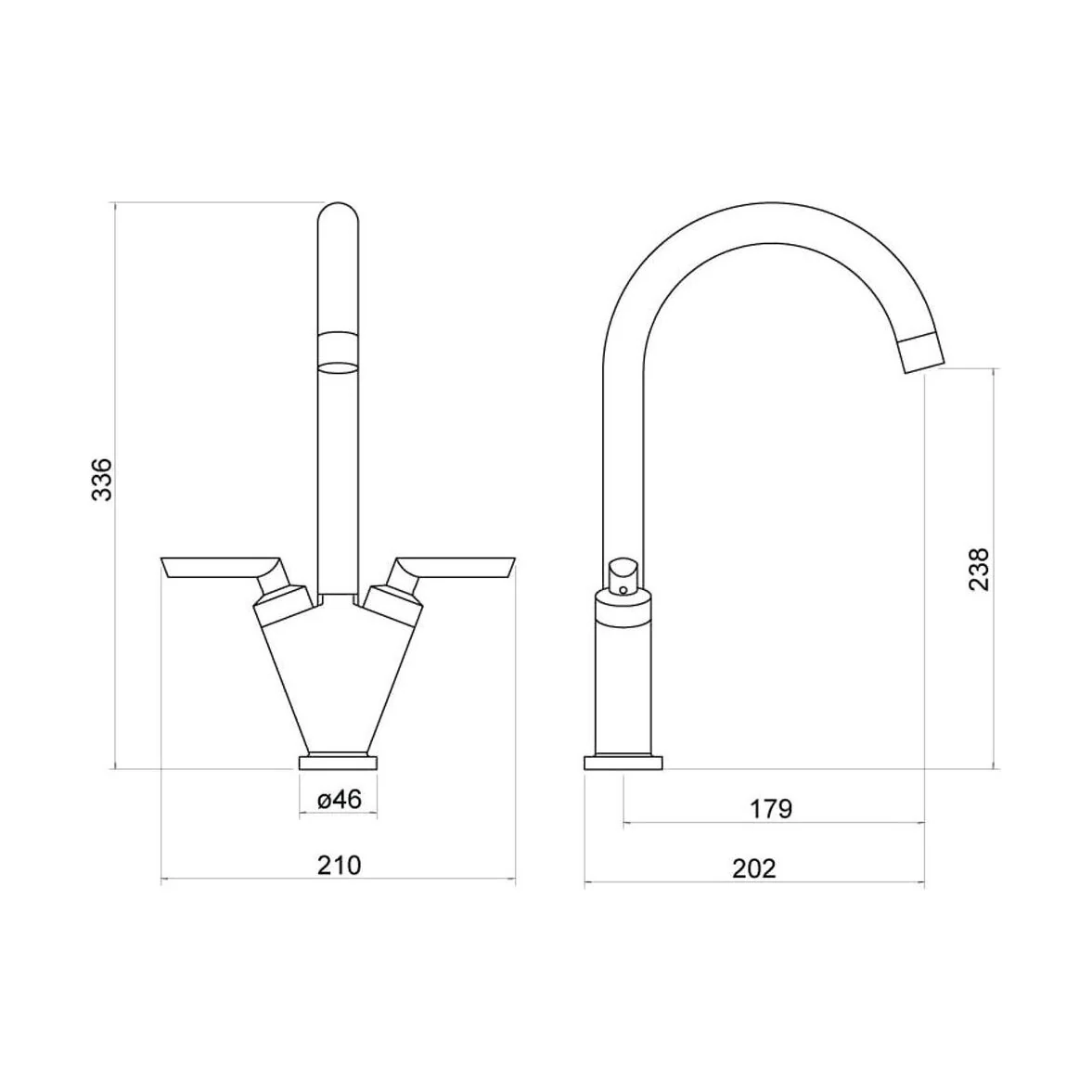 Balterley Contemporary Pull Out Dual Lever Kitchen Mixer Tap with Rounded Swivel Spout - Brushed Nickel - Image 2