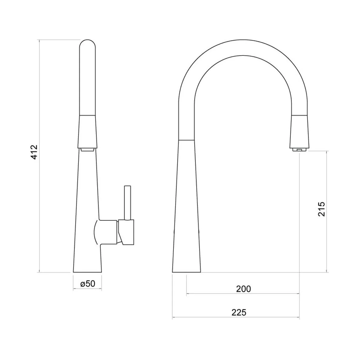 Contemporary Pull Out Single Lever Kitchen Mixer Tap - Chrome - Image 2
