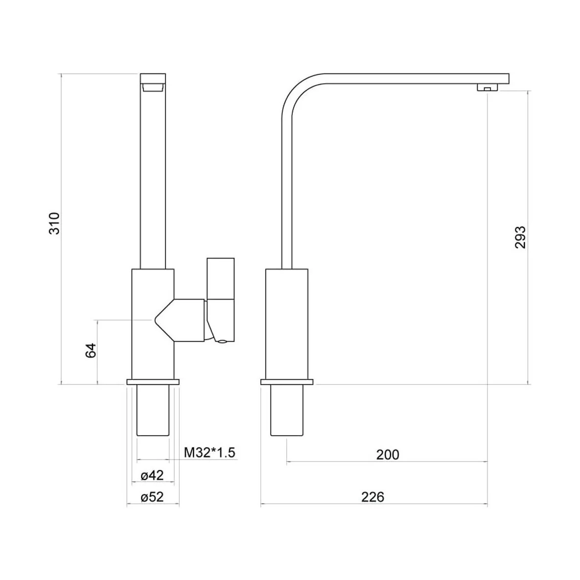 Contemporary Single Lever Kitchen Mixer Tap - Chrome - Image 2