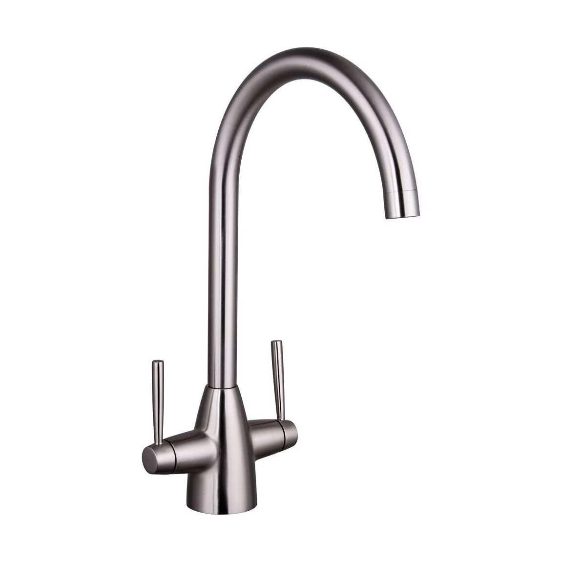 Contemporary Dual Handle Kitchen Mixer Tap - Brushed Nickel