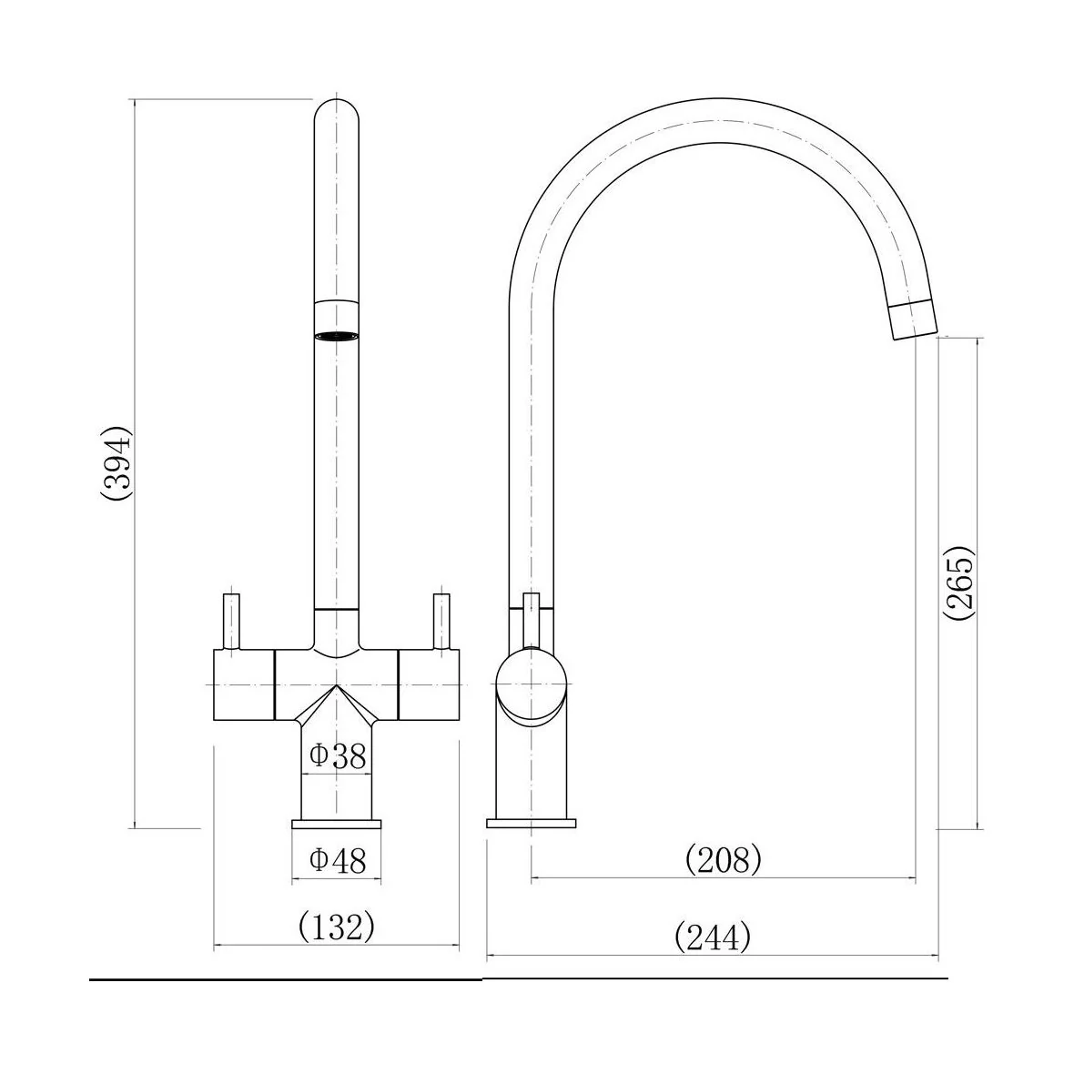 Traditional Dual Handle Kitchen Mixer Tap - Chrome - Image 2