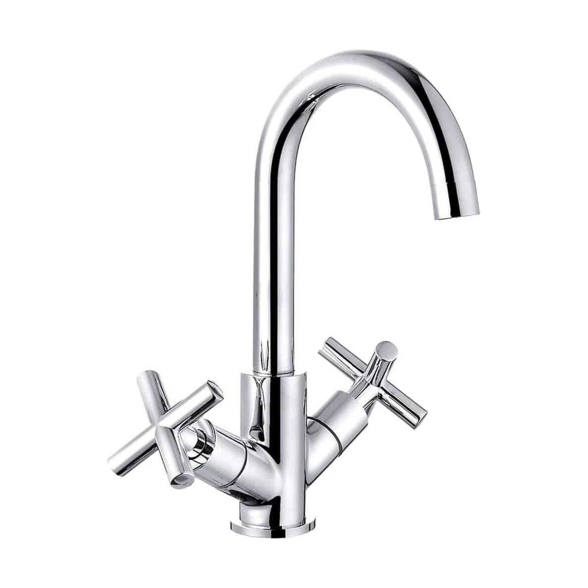 Contemporary Cross Handle Kitchen Mixer Tap - Chrome