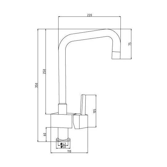 Norbury Square Side Action Lever Handle - Chrome - Image 2