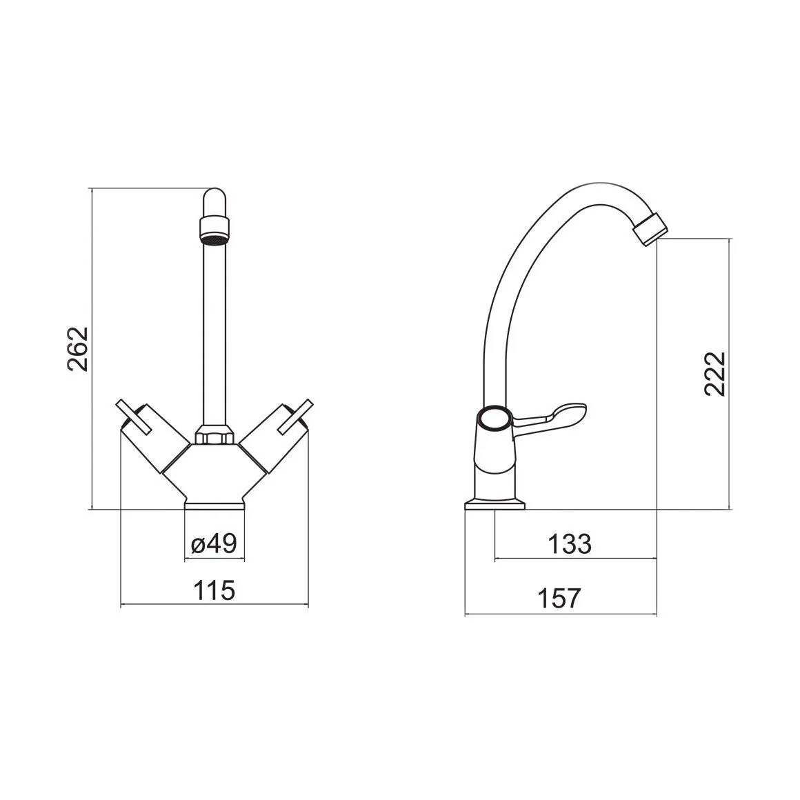 Contemporary Dual Lever Kitchen Sink Mixer Tap - White - Image 3