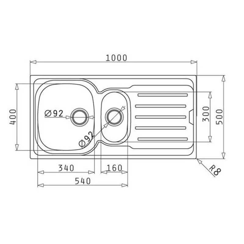 Stainless Steel Kitchen Sink & Mixer Tap Pack, 1000 x 500mm - Image 2