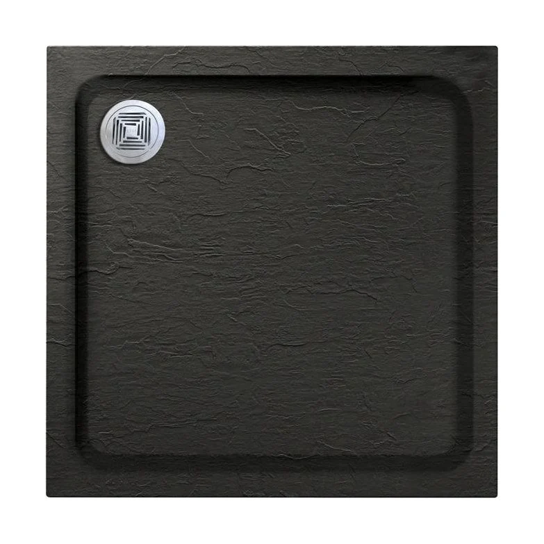 Black Square Slate Effect Shower Tray - Choice of Size