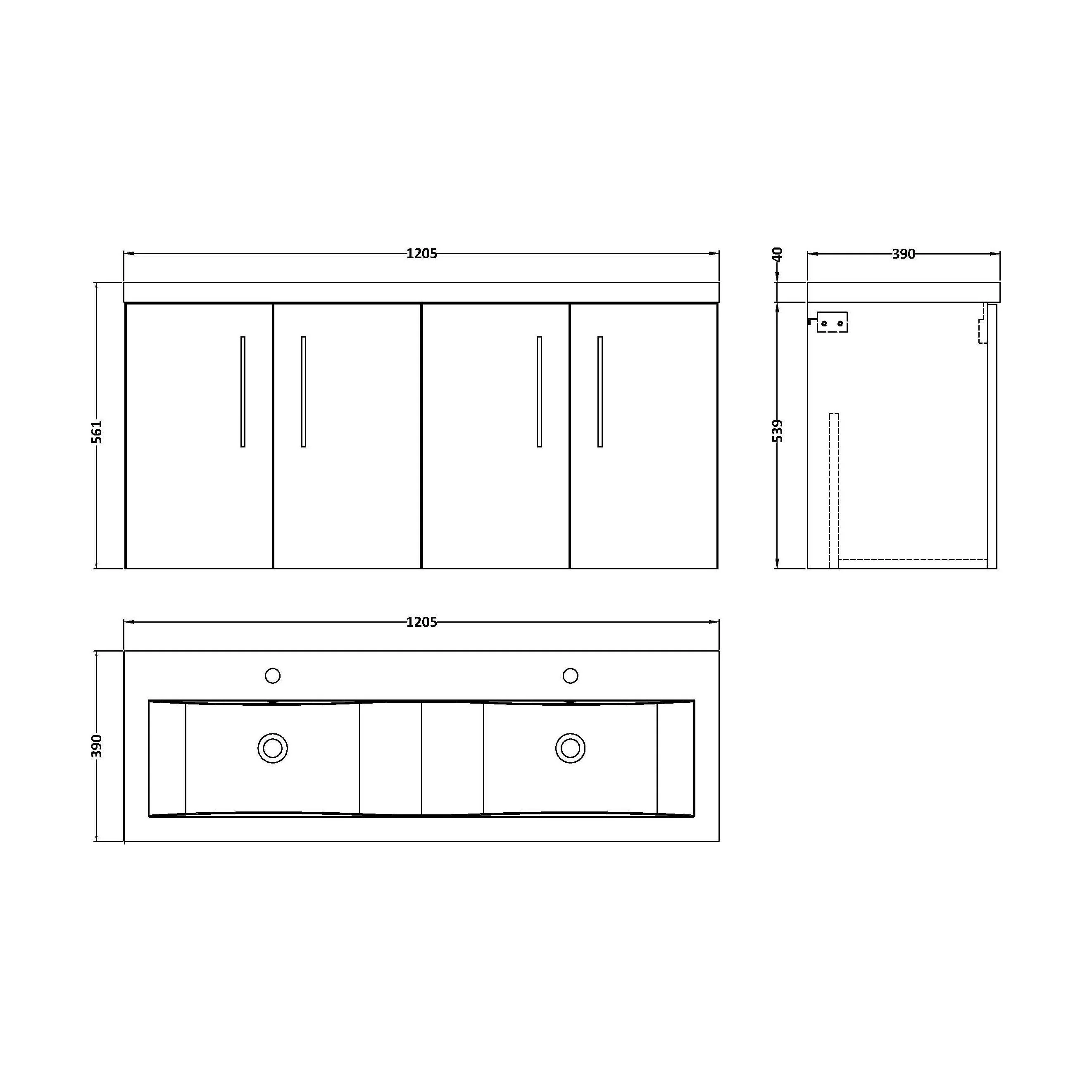 Bramshall 4 Door Vanity Basin Unit - 1200mm - Choice of Basin and Colour - Image 33