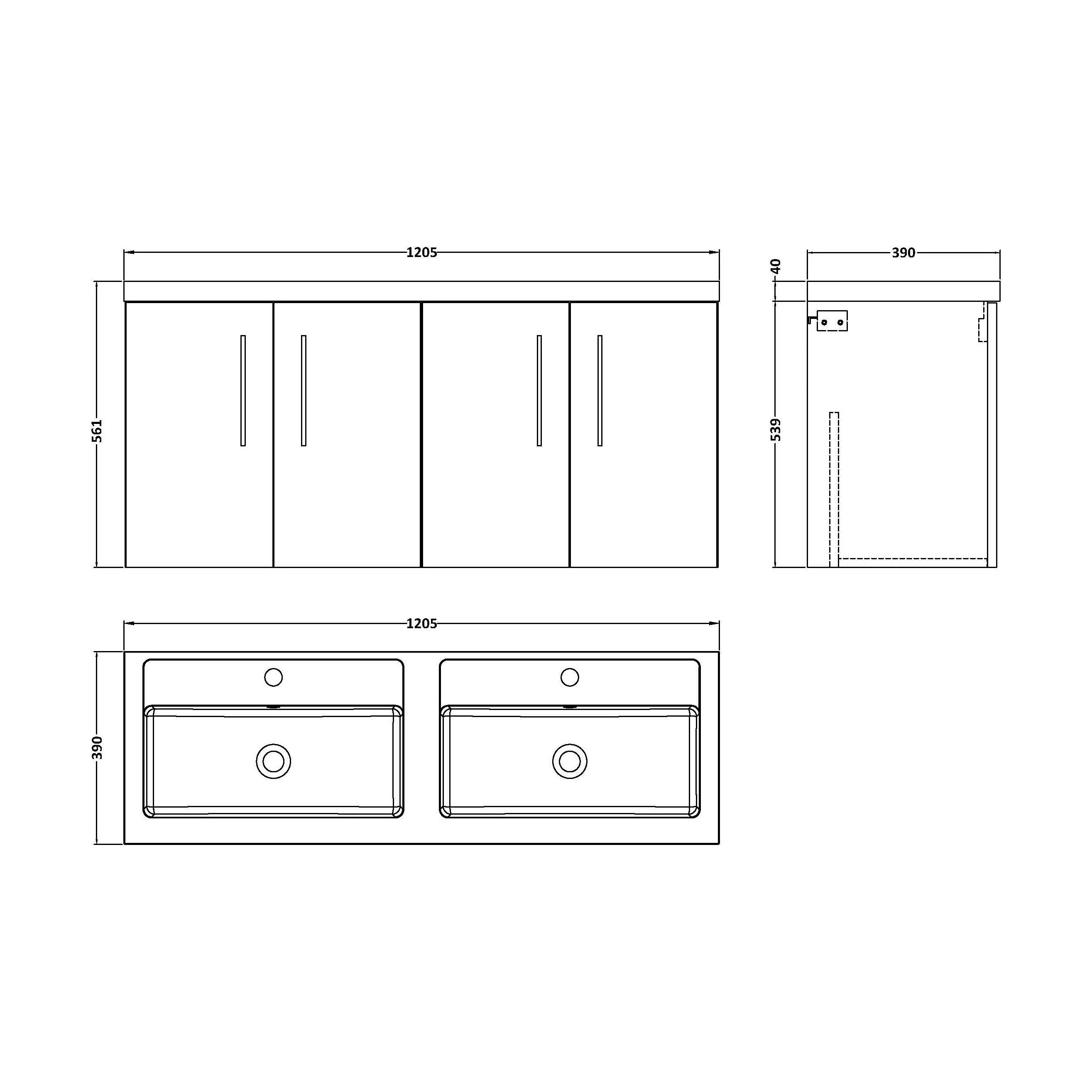 Bramshall 4 Door Vanity Basin Unit - 1200mm - Choice of Basin and Colour - Image 36
