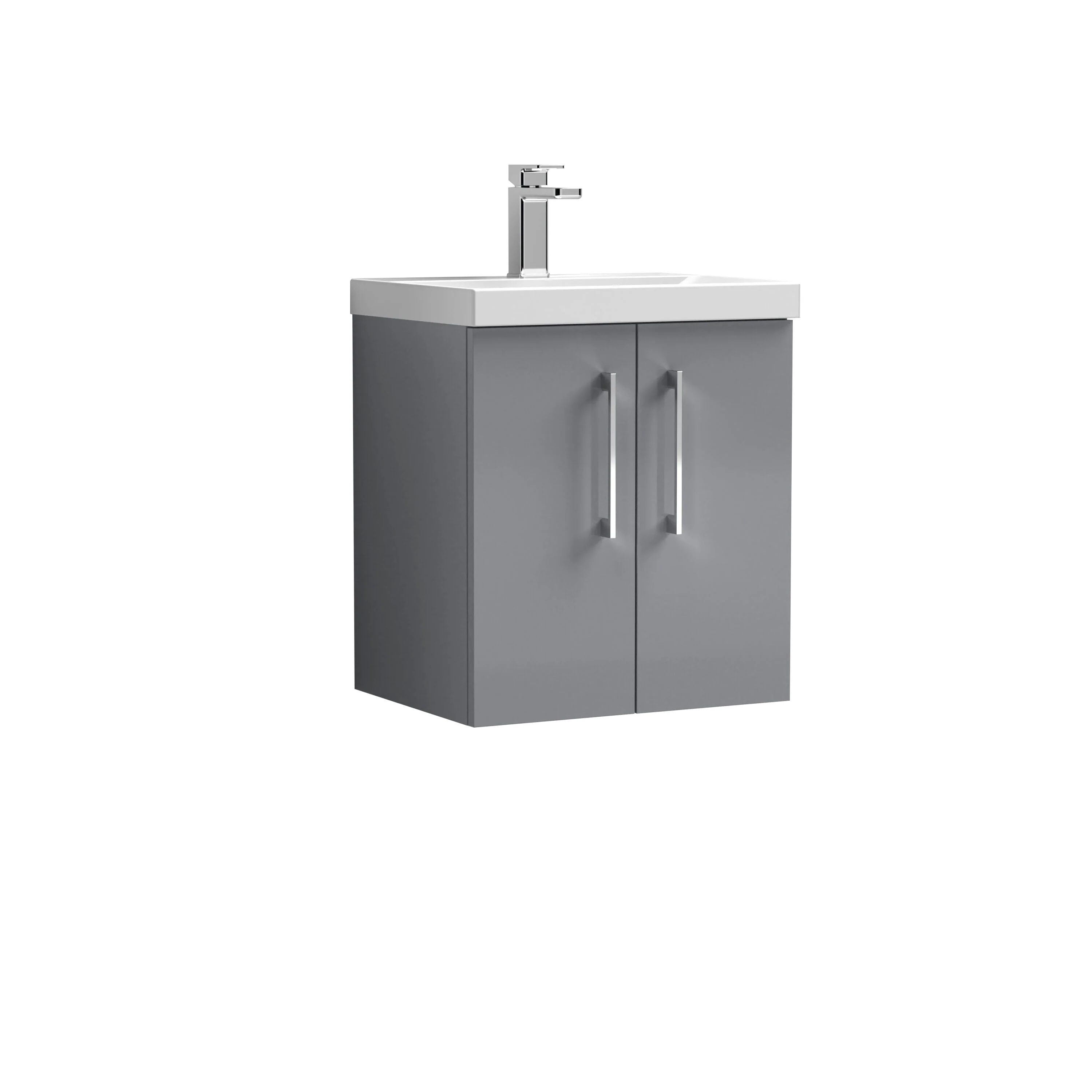 Bramshall Contemporary 2 Door Wall Hung Vanity Basin Unit with Mid-Edge Basin, Choice of Size and Colour - Image 21