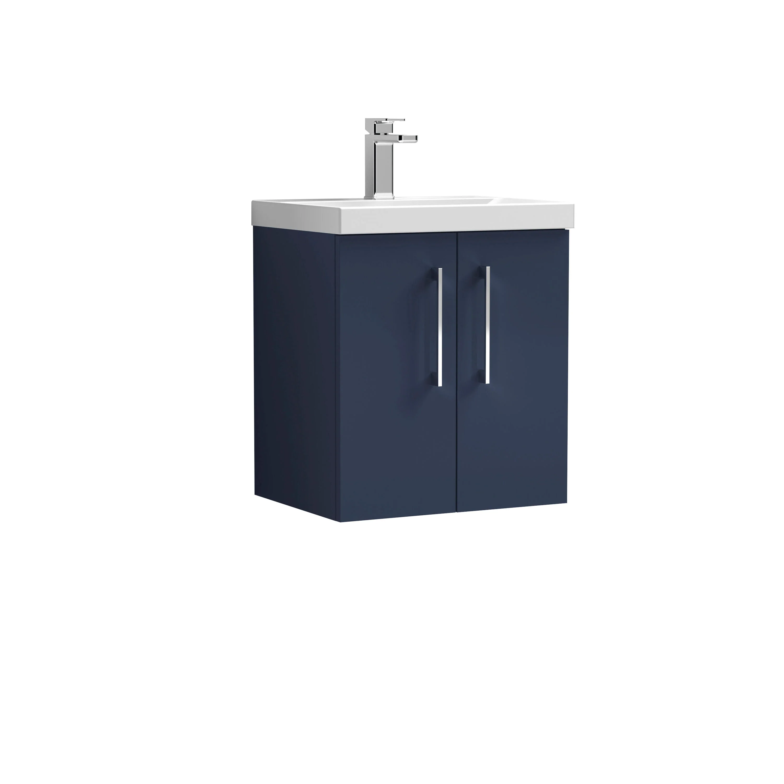 Bramshall Contemporary 2 Door Wall Hung Vanity Basin Unit with Mid-Edge Basin, Choice of Size and Colour - Image 41