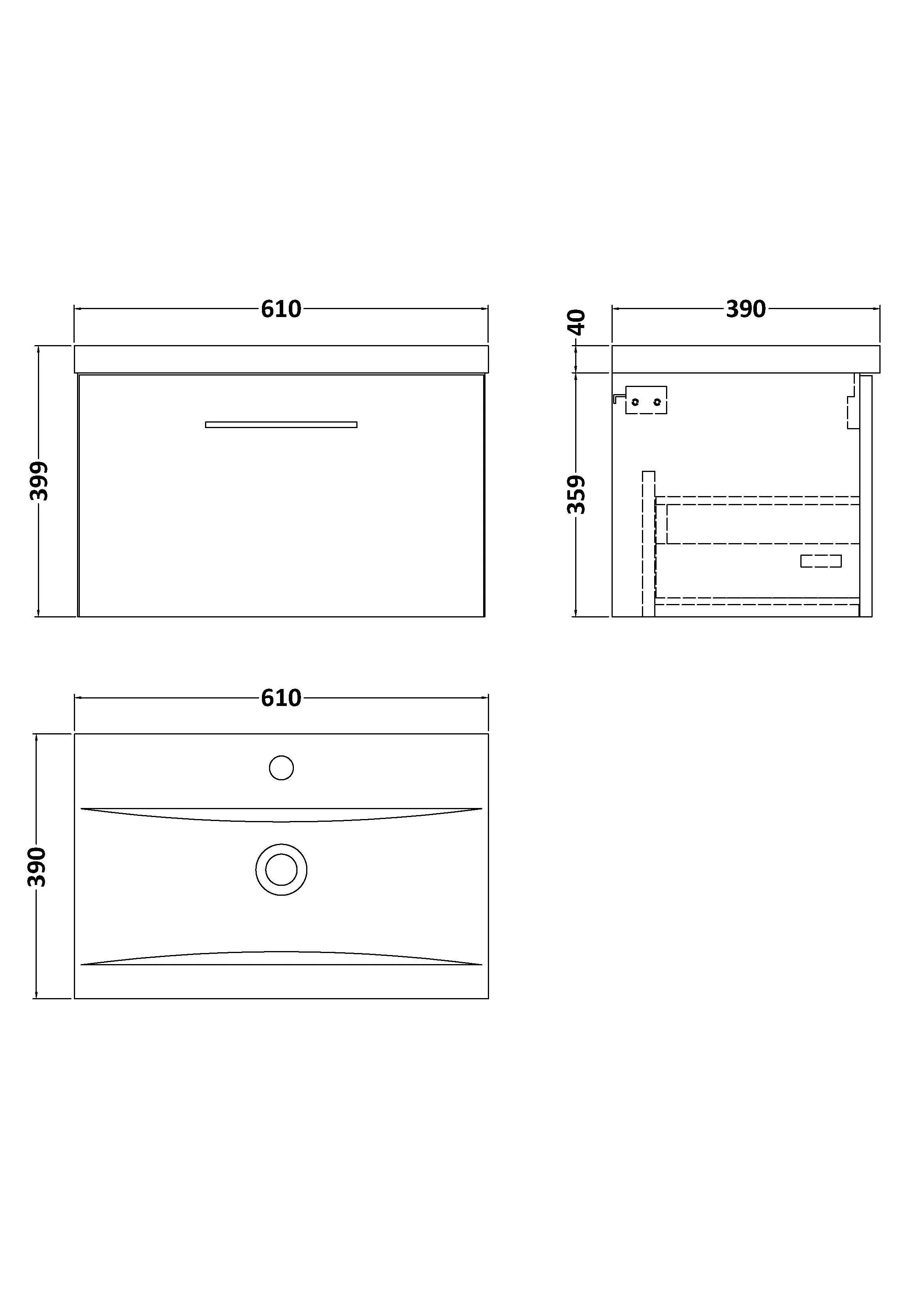 Bramshall Contemporary 2 Door Wall Hung Vanity Basin Unit with Mid-Edge Basin, Choice of Size and Colour - Image 50