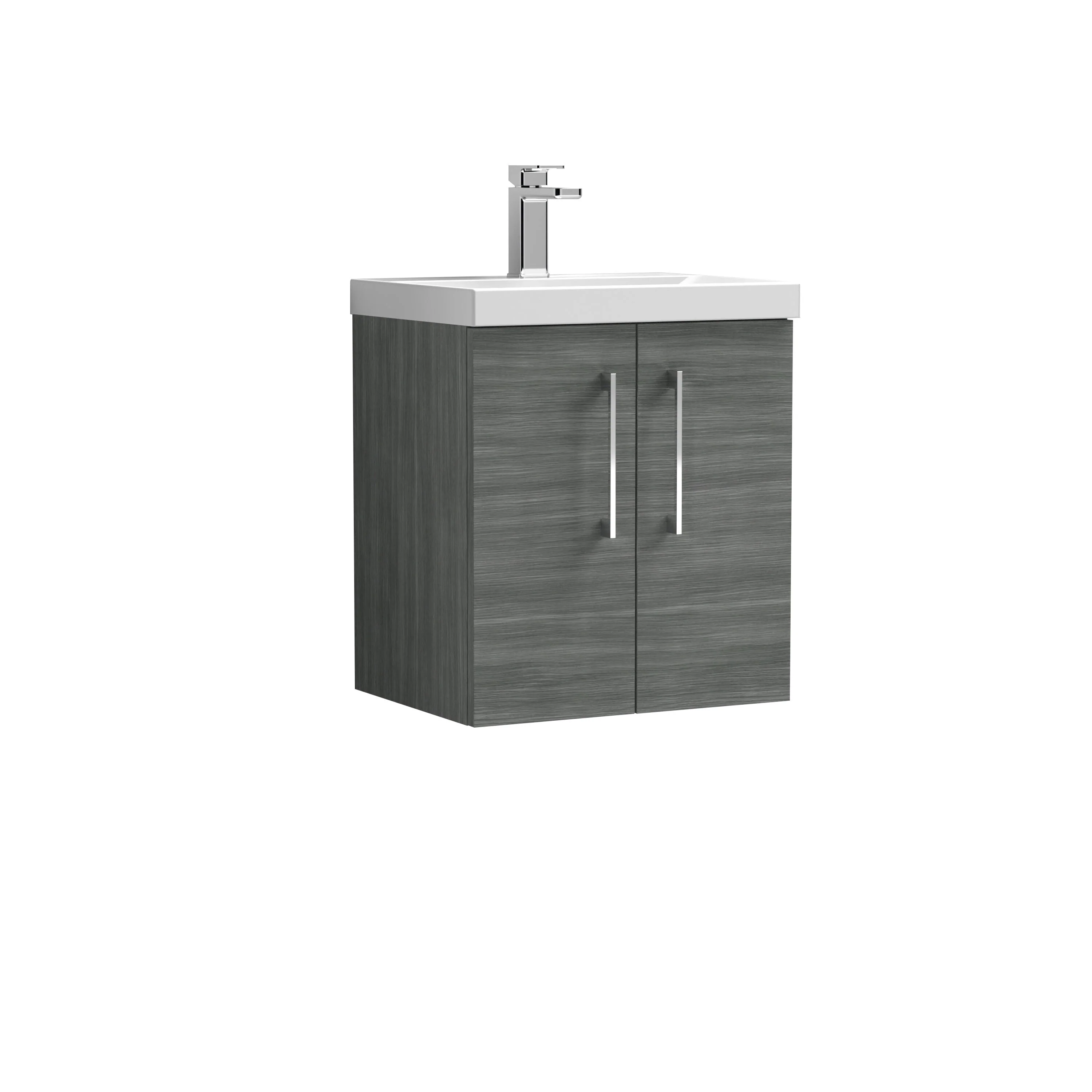 Bramshall Contemporary 2 Door Wall Hung Vanity Basin Unit with Mid-Edge Basin, Choice of Size and Colour - Image 61