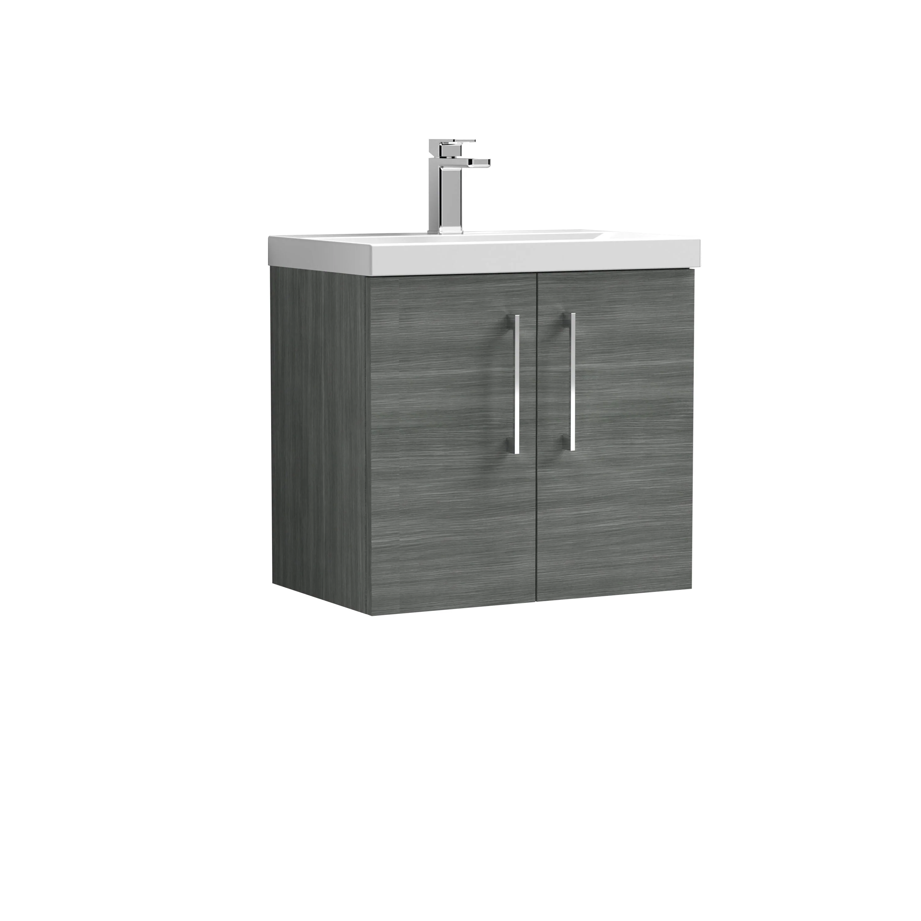 Bramshall Contemporary 2 Door Wall Hung Vanity Basin Unit with Mid-Edge Basin, Choice of Size and Colour - Image 66
