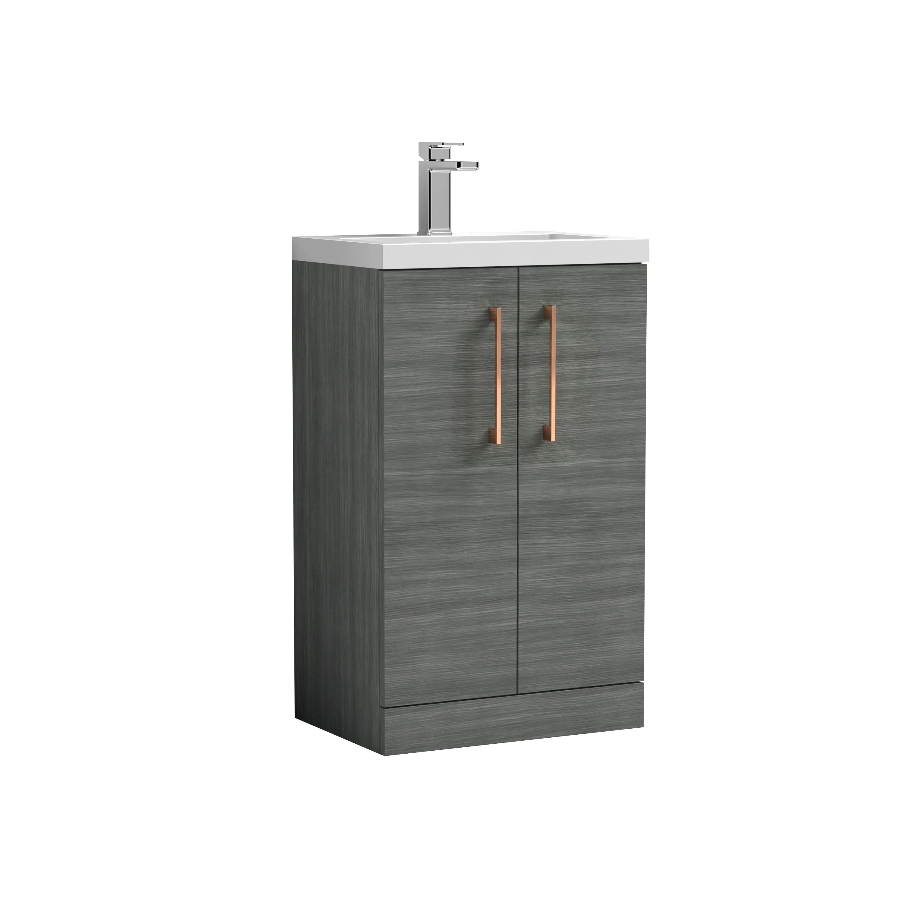 Bramshall Contemporary Compact Floor Standing Vanity Basin Unit with Polymarble Basin, 500mm, Choice of Colour and Handle Finish