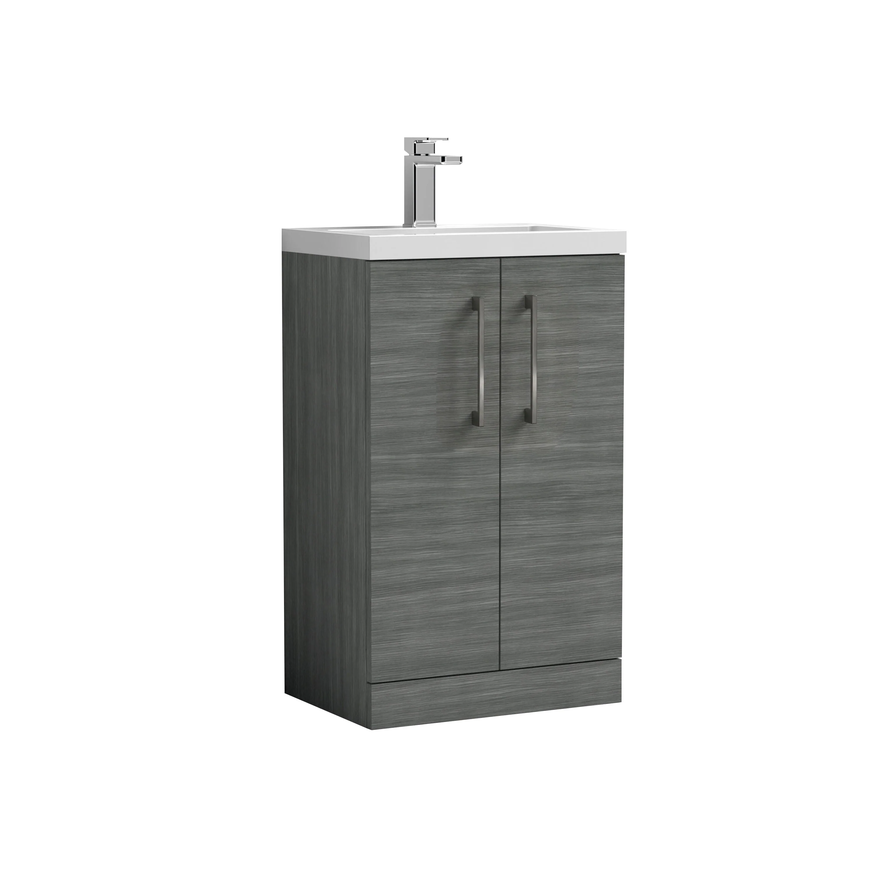 Bramshall Contemporary Compact Floor Standing Vanity Basin Unit with Polymarble Basin, 500mm, Choice of Colour and Handle Finish - Image 10